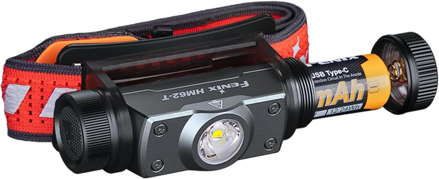 چراغ پیشانی سبک وزن Fenix HM62-T Magma مناسب دویدن در مسیر، فضای باز، کار و مصارف حرفه ای | 1200 لومن | 150 متر | حداکثر 280 ساعت | دارای هدبند ورزشی | باتری قابل شارژ 3400 میلی آمپر ساعتی | حالت نور قرمز | IP68
