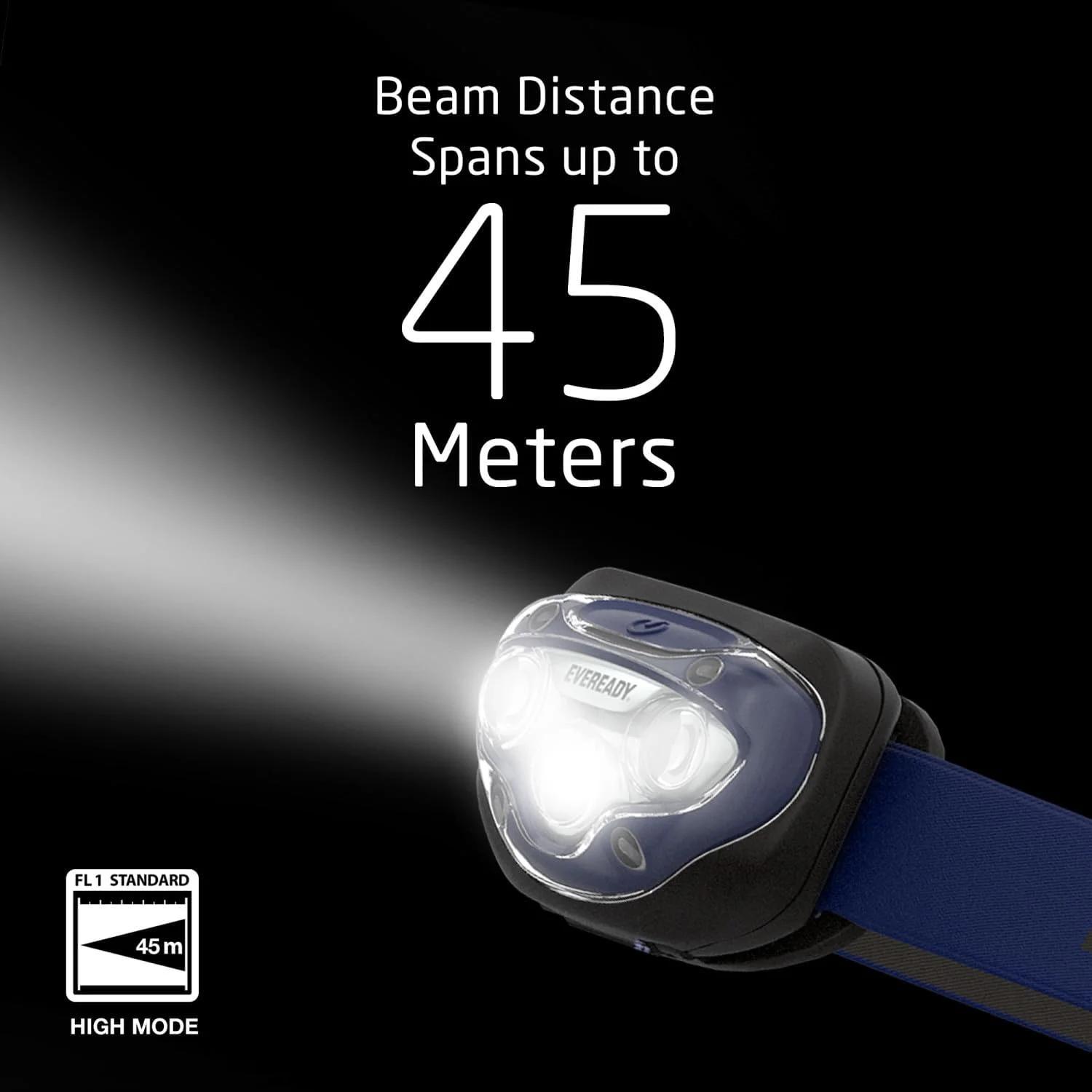 چراغ پیشانی LED اورردی (بسته 2 عددی)، چراغ های پیشانی روشن و بادوام برای دویدن، کمپینگ، ماهیگیری، مواقع اضطراری (شامل باتری)، سرمه ای (بسته 2 عددی)، قابل تنظیم