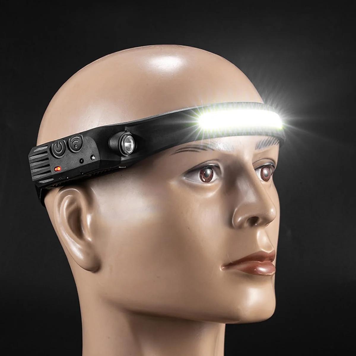 ECVV LED Headlamp Rechargeable Flashlight 230° Wide Beam Headlamps 1000+500 lumens, 5 Modes Headlight with Motion Sensor, for Running, Hiking, Fishing, Camping