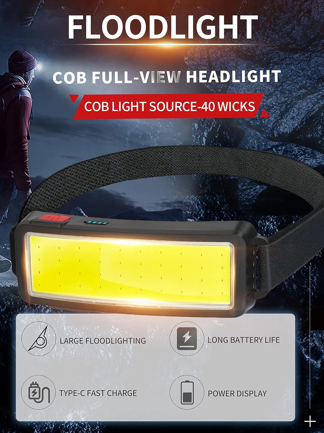چراغ پیشانی LED مدل DBSOOSC، چراغ سر USB قابل شارژ COB فوق العاده روشن سبک وزن ضد آب - چراغ کار برای کلاه ایمنی - نگهداری خودرو و ساخت و ساز - ماهیگیری دوچرخه سواری در فضای باز چراغ پیشانی LED مدل DBSOOSC، چراغ سر USB قابل شارژ COB فوق العاده روشن سبک وزن ضد آب - چراغ کار برای کلاه ایمنی - نگهداری خودرو و ساخت و ساز - ماهیگیری دوچرخه سواری در فضای باز