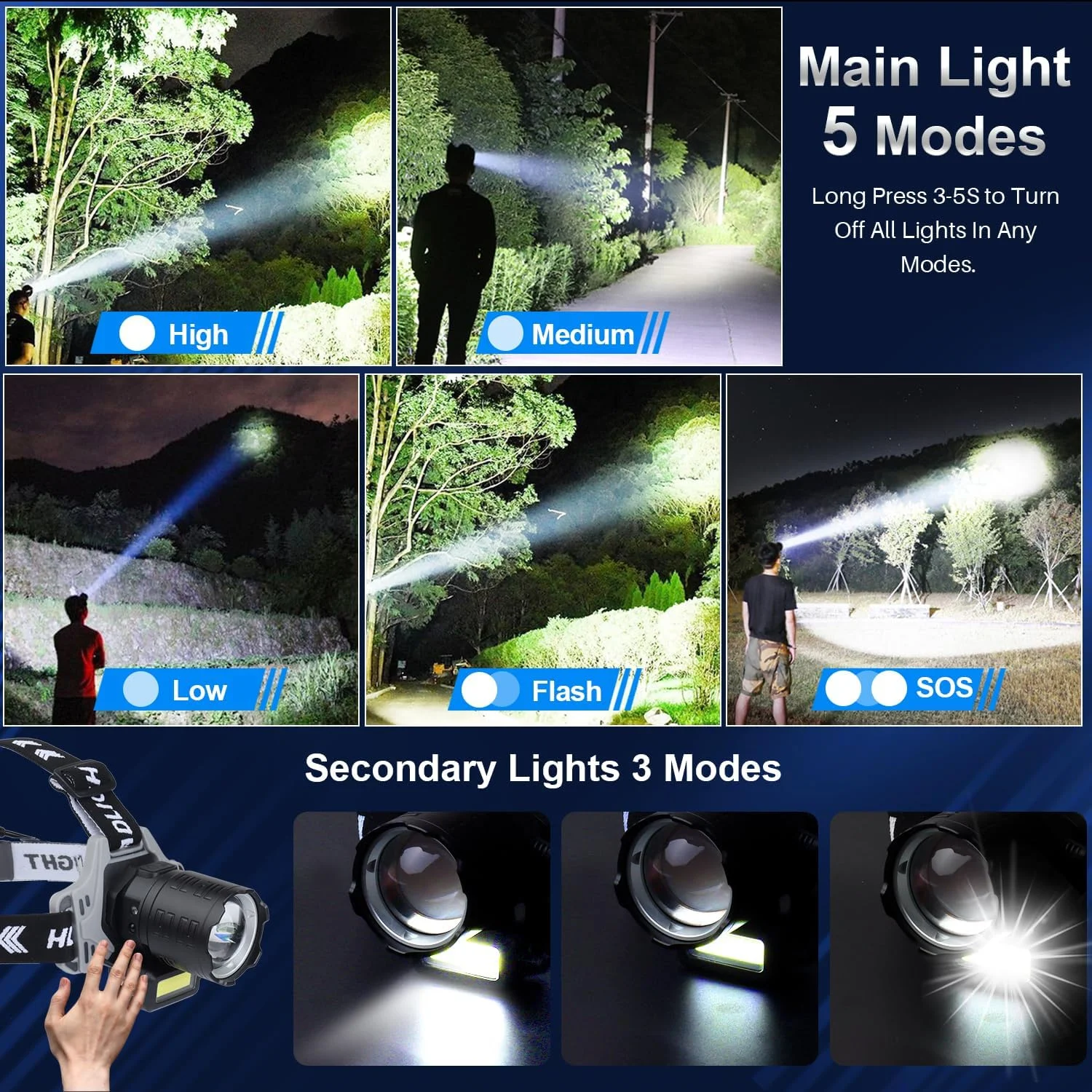 چراغ پیشانی LED شارژی Bud K، چراغ قوه پیشانی فوق العاده روشن 6000 لومن با سنسور حرکتی، 8 حالت، قابل تنظیم 135 درجه، چراغ سر ضد آب IPX7 برای کمپینگ، دویدن، کوهنوردی، پیاده روی چراغ پیشانی LED شارژی Bud K، چراغ قوه پیشانی فوق العاده روشن 6000 لومن با سنسور حرکتی، 8 حالت، قابل تنظیم 135 درجه، چراغ سر ضد آب IPX7 برای کمپینگ، دویدن، کوهنوردی، پیاده روی