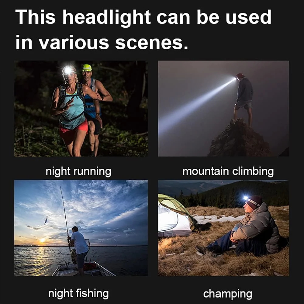 AYVICCO Rechargeable Headlamp, Portable 4 Modes Led Spotlight, Super Bright Adjustable 90 Degree Waterproof Head Lamp, Headlight for Adults Outdoor Camping Hunting Hiking, Running, Fishing AYVICCO Rechargeable Headlamp, Portable 4 Modes Led Spotlight, Super Bright Adjustable 90 Degree Waterproof Head Lamp, Headlight for Adults Outdoor Camping Hunting Hiking, Running, Fishing