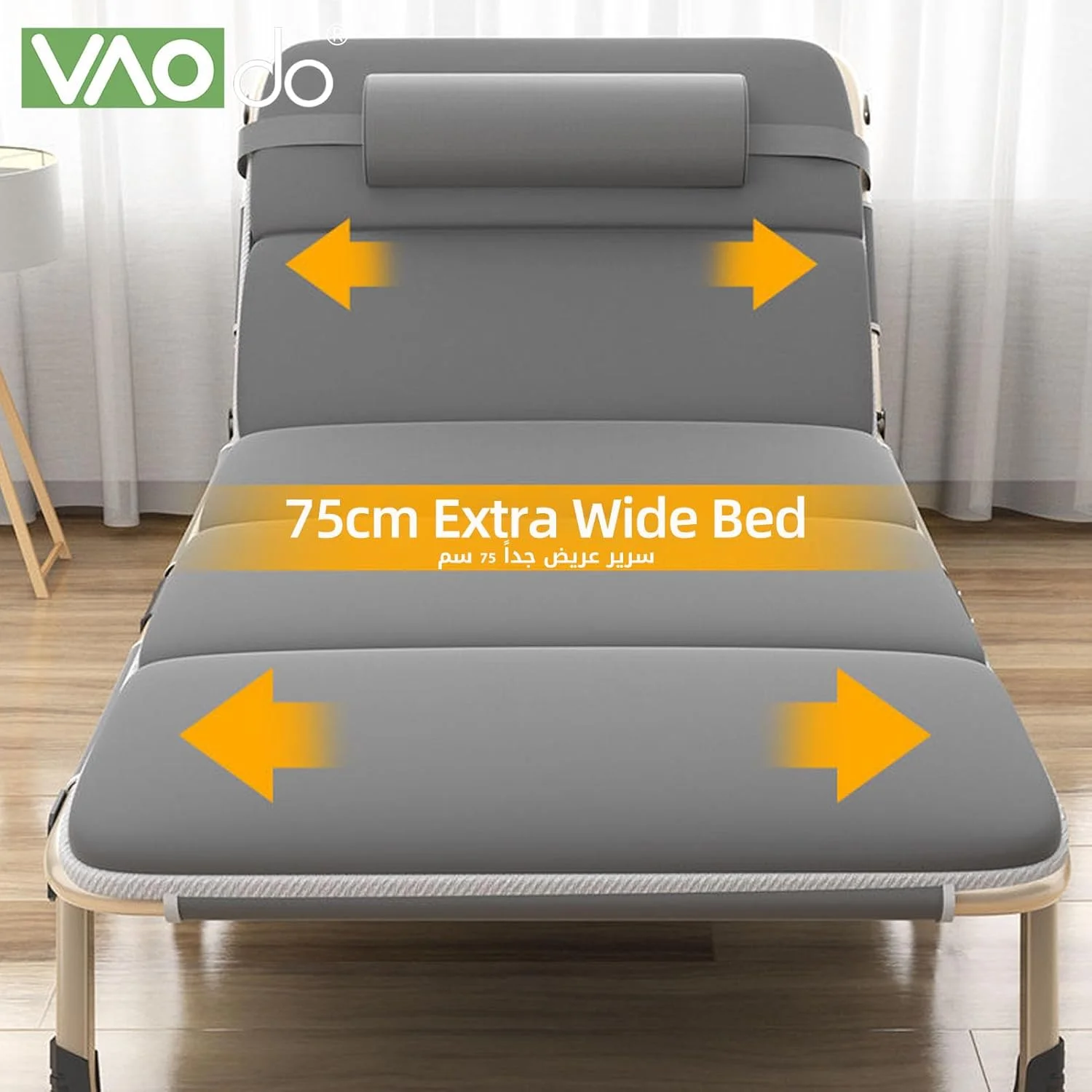 تخت تاشو کمپینگ VAODO به همراه تشک، صندلی استراحت ناهار 75 * 190 سانتی متر، صندلی آفتابگیر قابل حمل پاسیو با قابلیت تنظیم 4 حالته به همراه بالش، صندلی استراحت برای چمن، پاسیو، ساحل، آفتاب گرفتن
