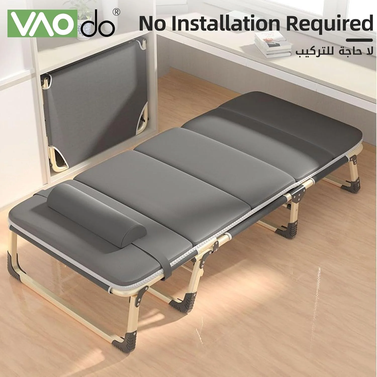 تخت تاشو کمپینگ VAODO به همراه تشک، صندلی استراحت ناهار 75 * 190 سانتی متر، صندلی آفتابگیر قابل حمل پاسیو با قابلیت تنظیم 4 حالته به همراه بالش، صندلی استراحت برای چمن، پاسیو، ساحل، آفتاب گرفتن