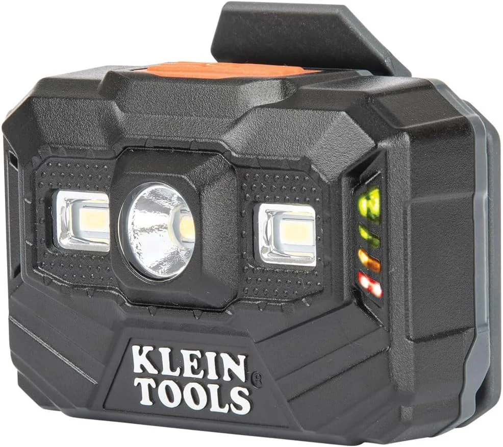 چراغ پیشانی شارژی و چراغ کار Klein Tools 56062، چراغ جلو LED برای کلاه ایمنی های Klein، 300 لومن، زمان کارکرد تمام روز، 3 حالت HIGH LOW BOOST
