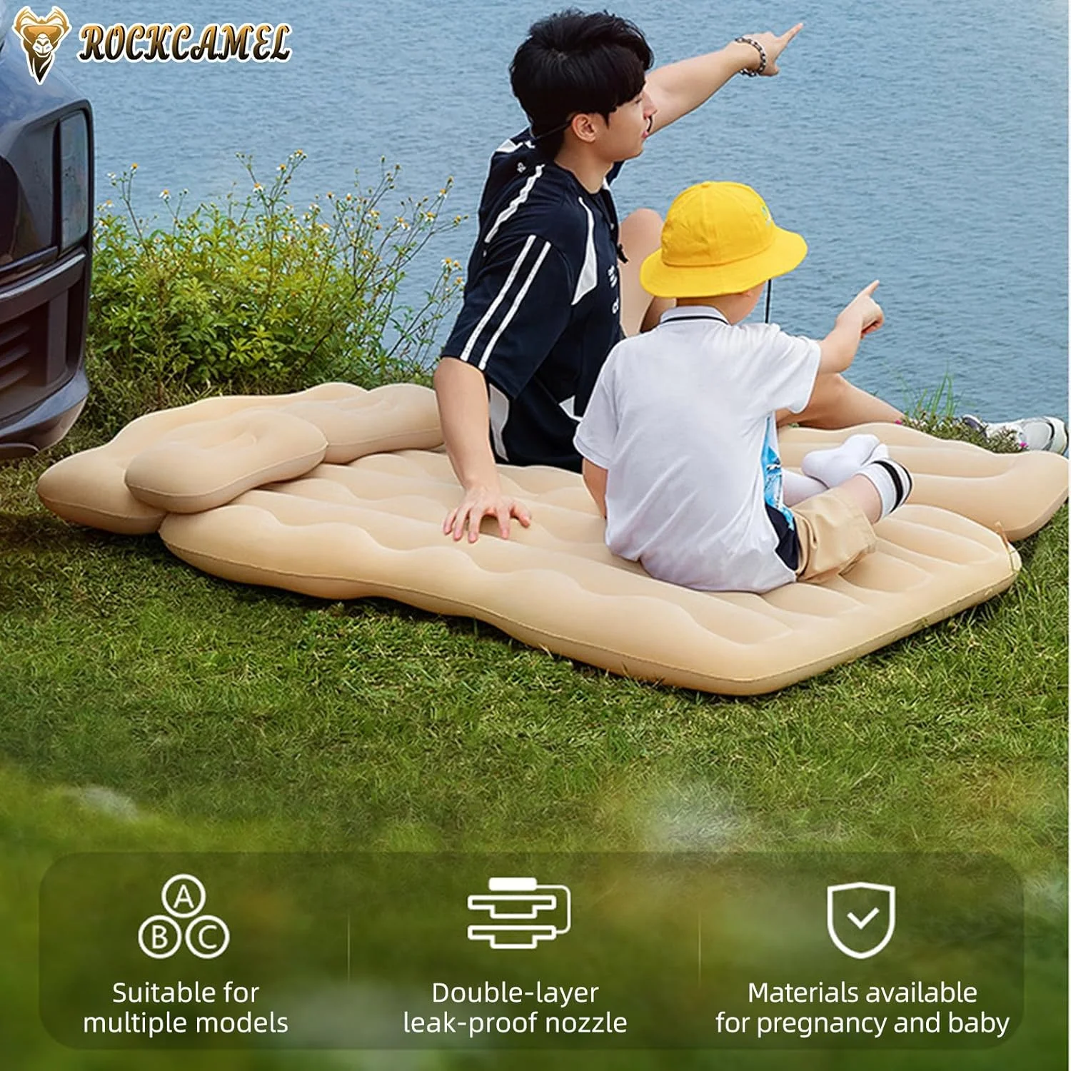 تشک بادی مسافرتی خودرو ROCKCAMEL، تخت بادی با کیف مسافرتی، بالش و پمپ باد قابل حمل، تخت کمپینگ برای کودکان و بزرگسالان، سطح سازگار با پوست (بژ، 73x12x130 سانتی متر) تشک بادی مسافرتی خودرو ROCKCAMEL، تخت بادی با کیف مسافرتی، بالش و پمپ باد قابل حمل، تخت کمپینگ برای کودکان و بزرگسالان، سطح سازگار با پوست (بژ، 73x12x130 سانتی متر)