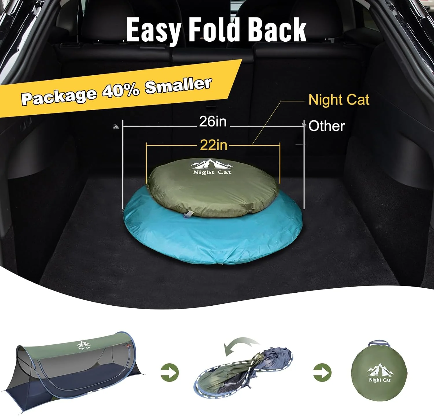 Night Cat Pop-up Mosquito Tent: 1 Person Camping Tent with Bug Screen Net Easy Set-up Tent Fits with Camping Cot (Exclueded) Night Cat Pop-up Mosquito Tent: 1 Person Camping Tent with Bug Screen Net Easy Set-up Tent Fits with Camping Cot (Exclueded)