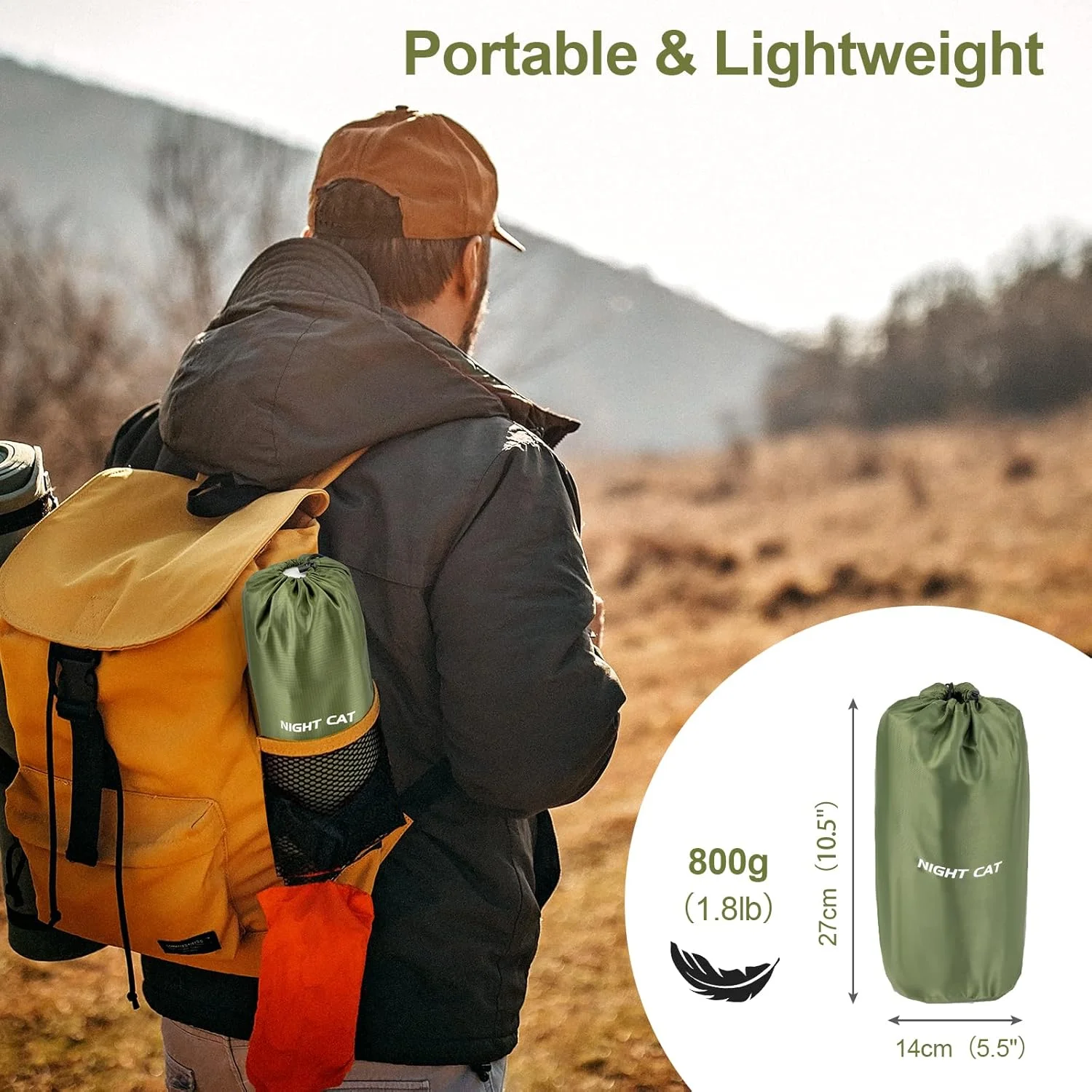 Night Cat Sleeping Air Pad with Pillow Inflatble Mat Mattress Bed for Camping Backpacking Hiking Traveling 195×65 cm Night Cat Sleeping Air Pad with Pillow Inflatble Mat Mattress Bed for Camping Backpacking Hiking Traveling 195×65 cm