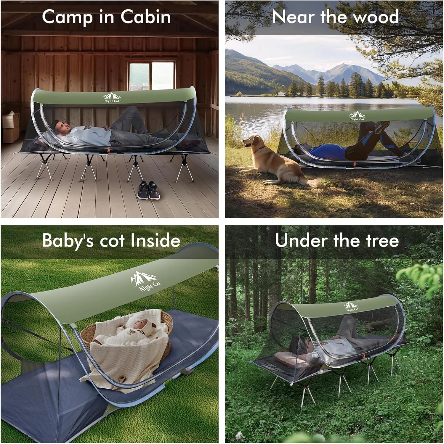Night Cat Pop-up Mosquito Tent: 1 Person Camping Tent with Bug Screen Net Easy Set-up Tent Fits with Camping Cot (Exclueded) Night Cat Pop-up Mosquito Tent: 1 Person Camping Tent with Bug Screen Net Easy Set-up Tent Fits with Camping Cot (Exclueded)