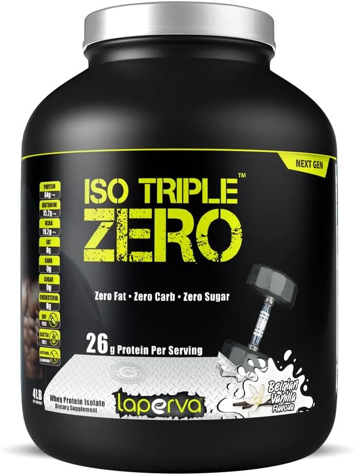 پودر پروتئین وی ایزوله لاپروا - ISO Triple Zero - 28 گرم پروتئین در هر 30 گرم سروینگ - بدون چربی، کربوهیدرات و شکر - مکمل های پروتئینی برای کاهش وزن و افزایش عضله (وانیل بلژیکی، 4 پوند)