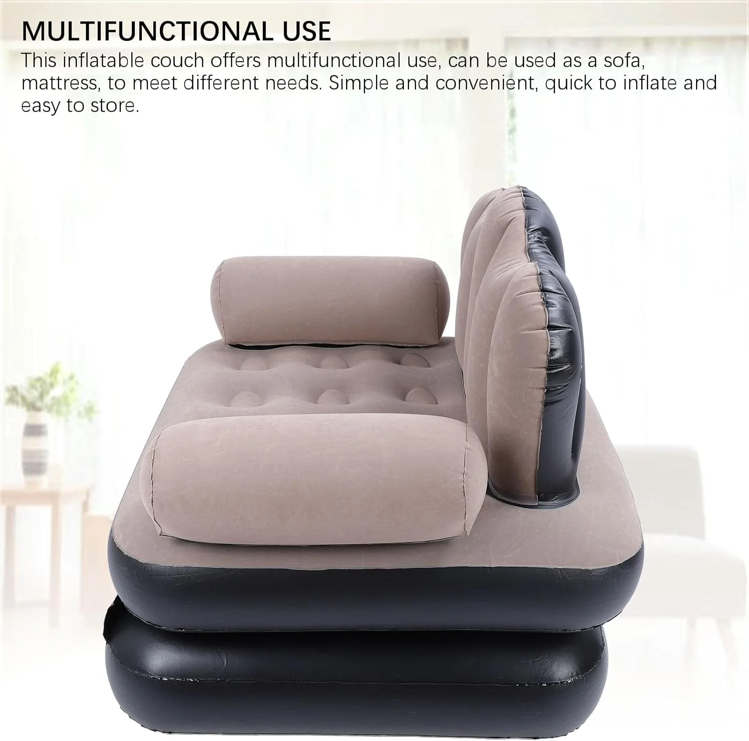 تخت خواب بادی مبل شو Jectse، PVC مخملی ضخیم شده، اندازه تاشو: تقریبا 100 X 98 X 90 سانتی متر، ظرفیت بار بزرگ 200 کیلوگرم و آسان برای ذخیره سازی، قهوه ای، برای مسافرت، کمپینگ تخت خواب بادی مبل شو Jectse، PVC مخملی ضخیم شده، اندازه تاشو: تقریبا 100 X 98 X 90 سانتی متر، ظرفیت بار بزرگ 200 کیلوگرم و آسان برای ذخیره سازی، قهوه ای، برای مسافرت، کمپینگ