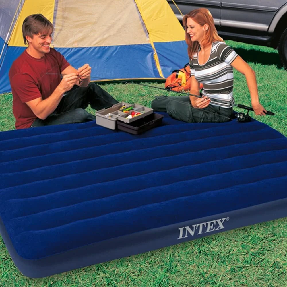 تخت بادی کلاسیک Intex مدل Downy، سایز Queen، ابعاد 203.2 x 152.4 x 22.2 سانتی متر - 68759 - آبی
