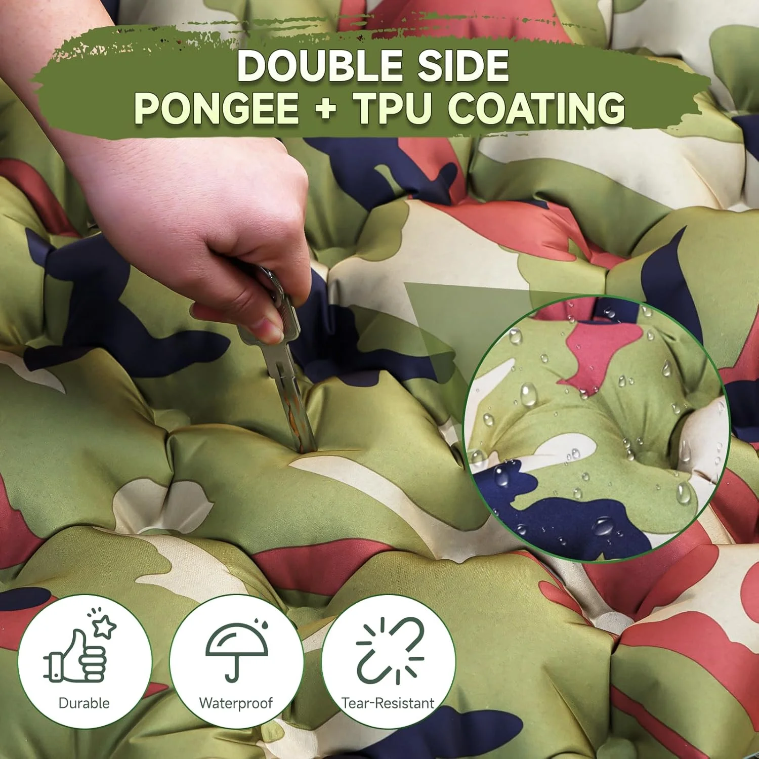 تشک بادی خود بادشو هایپیک، مناسب کمپینگ، ضخامت 10 سانتی متر، تشک بادی با بالش یکپارچه، تشک کمپینگ فضای باز، سایز بسته بندی کوچک با پمپ پایی، تشک سلول هوا، بادی