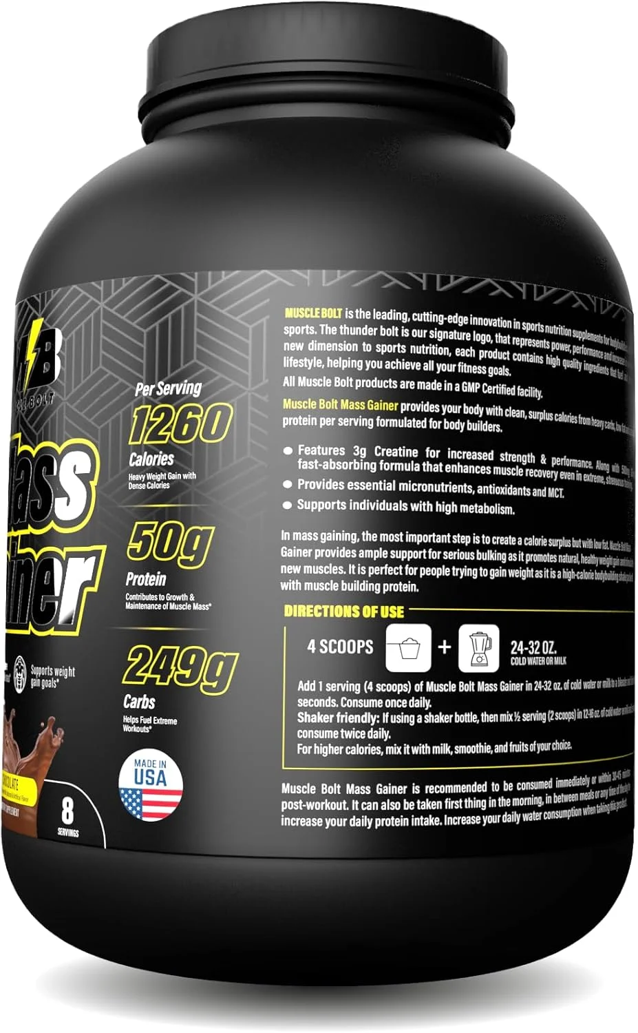 مخلوط پودر پروتئین افزایش وزن Muscle Bolt، شکلاتی، 6 پوند مخلوط پودر پروتئین افزایش وزن Muscle Bolt، شکلاتی، 6 پوند