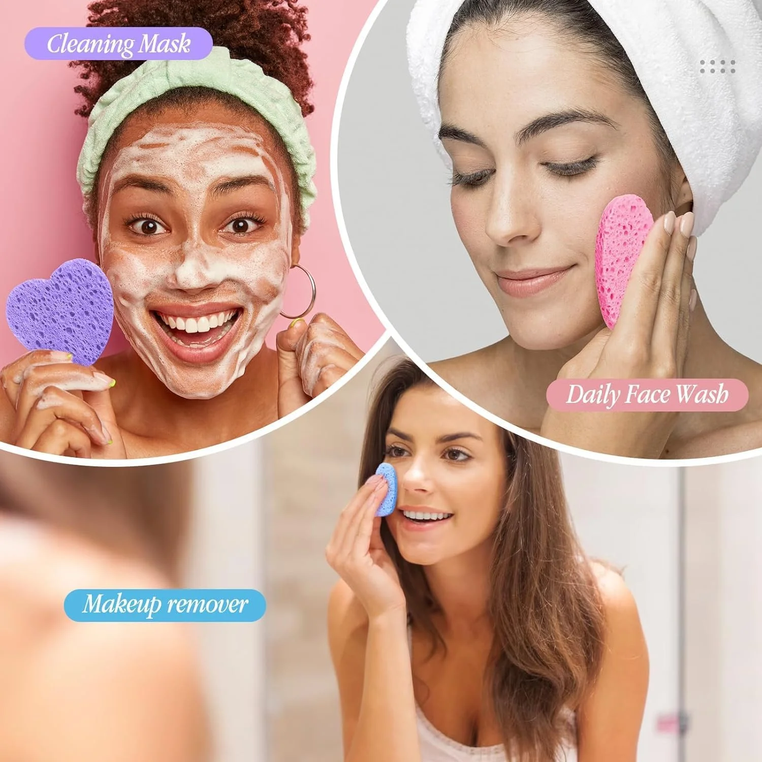 پدهای اسفنجی صورت ریان، اسفنج های قلبی برای صورت، اسفنج سلولزی طبیعی فشرده شده به شکل قلب برای پاکسازی، لایه برداری و پاک کردن آرایش صورت، اسفنج های فشرده، 50 عدد، رنگارنگ پدهای اسفنجی صورت ریان، اسفنج های قلبی برای صورت، اسفنج سلولزی طبیعی فشرده شده به شکل قلب برای پاکسازی، لایه برداری و پاک کردن آرایش صورت، اسفنج های فشرده، 50 عدد، رنگارنگ