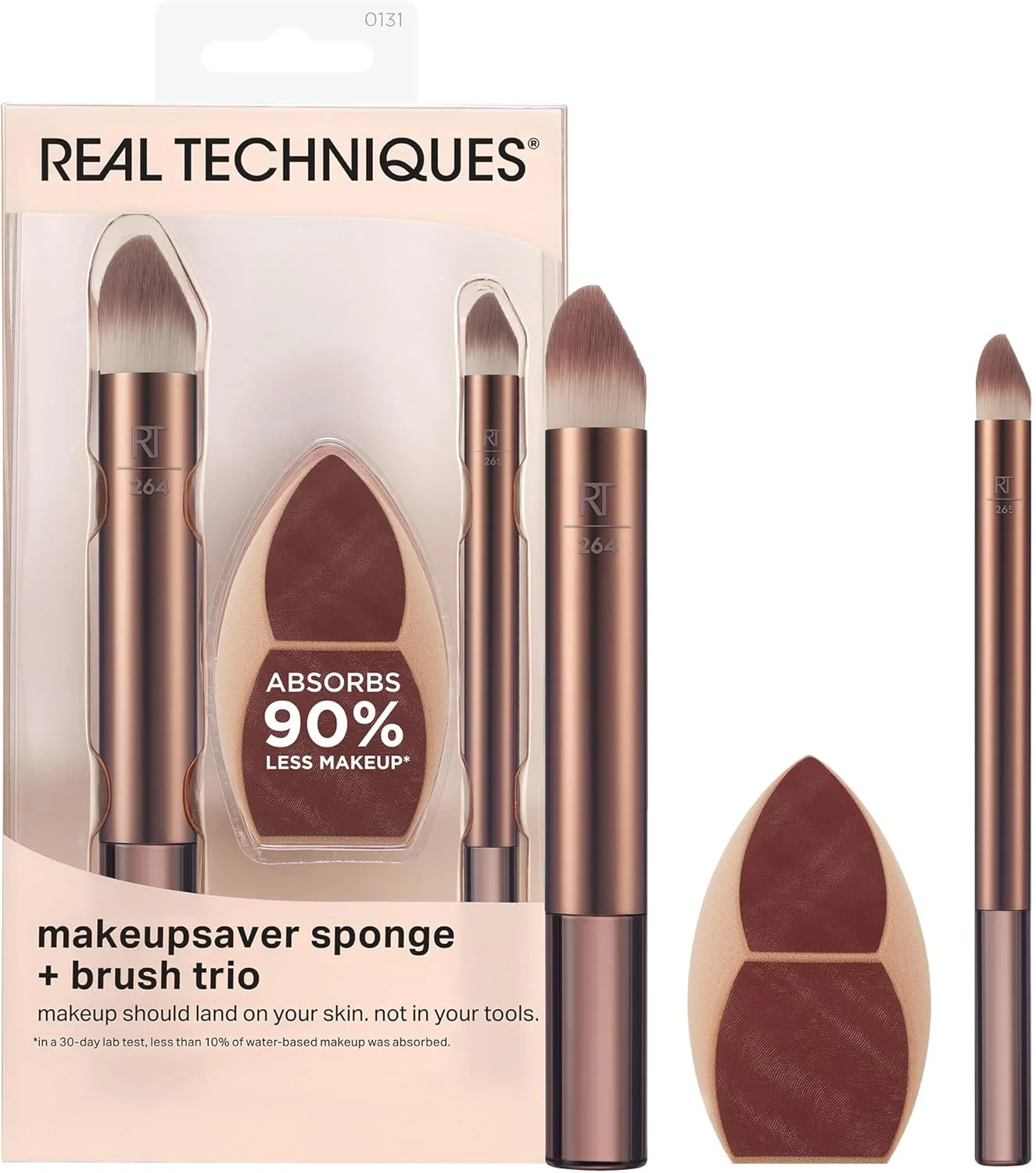 ست سه تایی اسفنج و براش آرایشی Real Techniques Makeupsaver، اسفنج و براش های ترکیب کننده آرایش برای محصولات مایع و کرمی، تقلید از کاربرد انگشت و کاهش ضایعات آرایشی، بدون تست حیوانی و لاتکس، 3 تکه