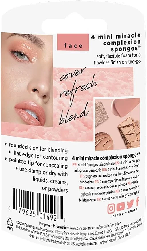 اسفنج آرایشی مینی میراکل کامپلکشن ریل تکنیک، بلندر آرایشی، اسفنج های زیبایی (2 بسته 4 عددی، مجموعا 8 عدد) اسفنج آرایشی مینی میراکل کامپلکشن ریل تکنیک، بلندر آرایشی، اسفنج های زیبایی (2 بسته 4 عددی، مجموعا 8 عدد)