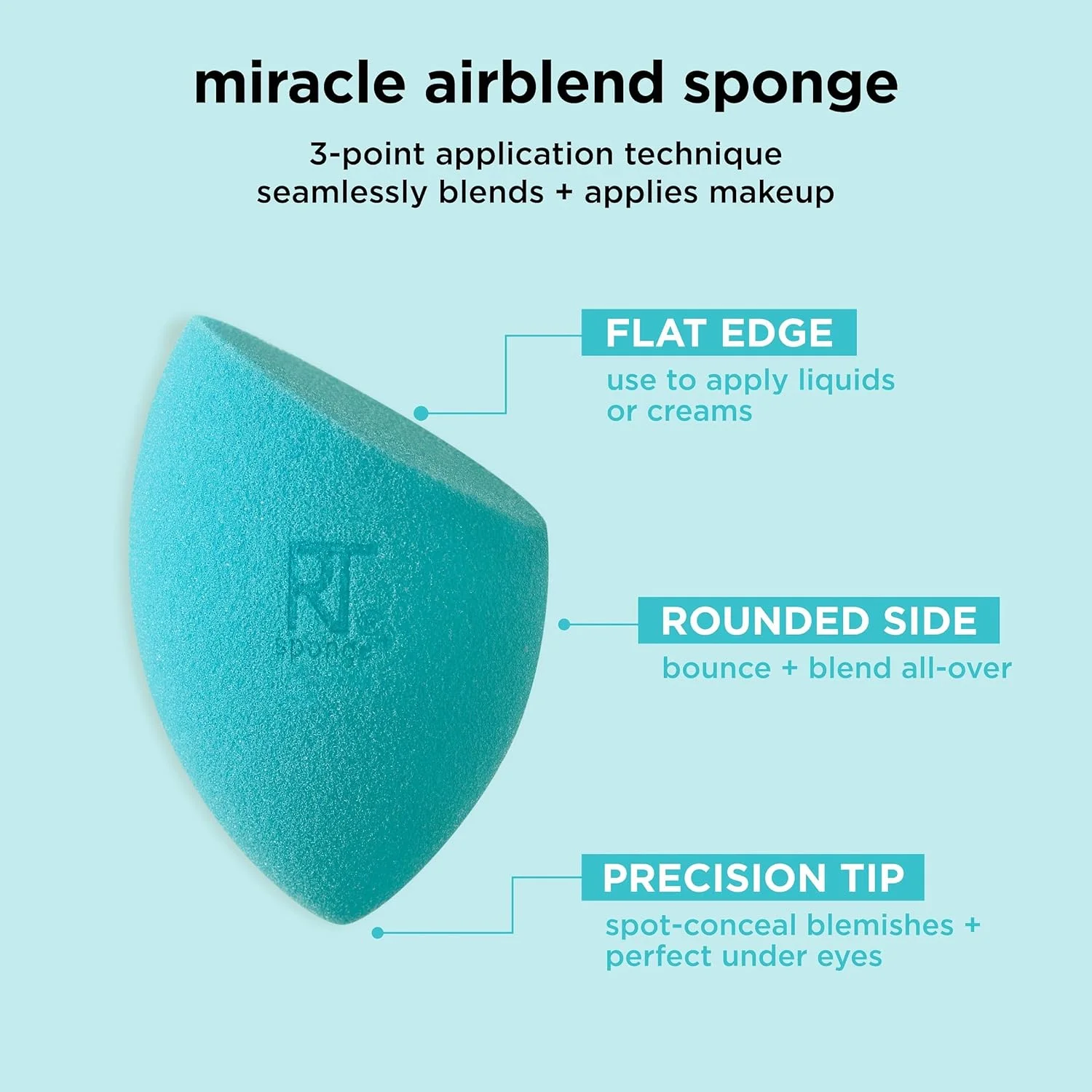 اسفنج جدید Miracle Airblend Real Techniques برای کرم پودر - پوشش مات (تک عددی)