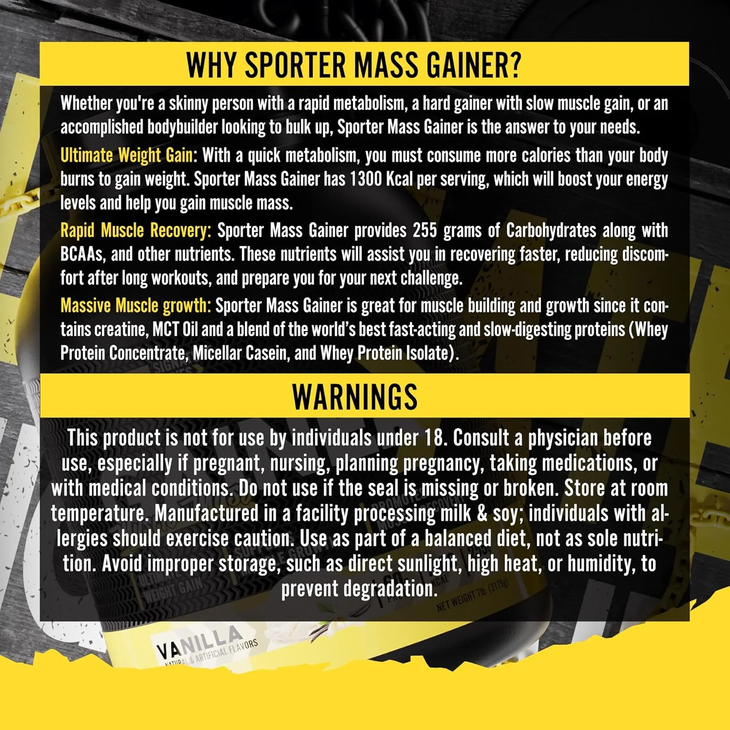 مکمل افزایش وزن Sporter - عضله ساز پر کالری با کراتین، BCAA و روغن MCT - فرمول افزایش وزن و پشتیبانی از ریکاوری (3.17 کیلوگرم، وانیلی) مکمل افزایش وزن Sporter - عضله ساز پر کالری با کراتین، BCAA و روغن MCT - فرمول افزایش وزن و پشتیبانی از ریکاوری (3.17 کیلوگرم، وانیلی)