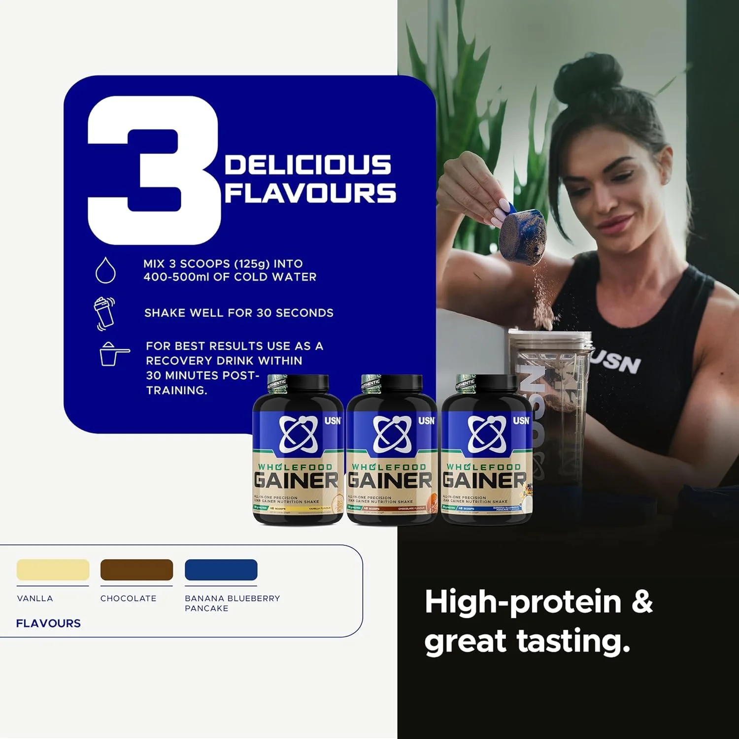 افزایش دهنده وزن غذای کامل USN با طعم شکلات 2 کیلوگرمی: افزایش دهنده وزن وگان - پودرهای پروتئینی گیاهی با پروتئین بالا، فاقد سویا، GMO، مواد نگهدارنده و افزودنی افزایش دهنده وزن غذای کامل USN با طعم شکلات 2 کیلوگرمی: افزایش دهنده وزن وگان - پودرهای پروتئینی گیاهی با پروتئین بالا، فاقد سویا، GMO، مواد نگهدارنده و افزودنی