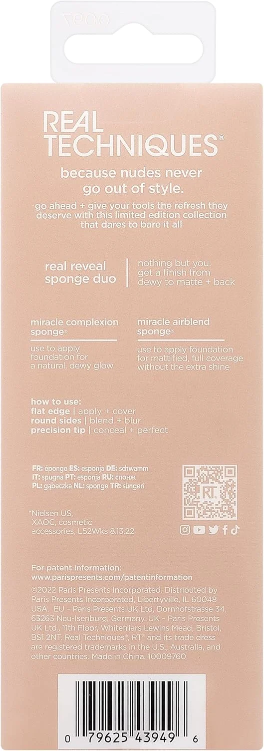 Real Techniques New Nudes Real Reveal Sponge Duo, Makeup Blending Sponges For Foundation, For Dewy Or Matte Makeup, Offers Light, Medium, Or Full Coverage, Latex-Free Foam, 2 Piece Set Real Techniques New Nudes Real Reveal Sponge Duo, Makeup Blending Sponges For Foundation, For Dewy Or Matte Makeup, Offers Light, Medium, Or Full Coverage, Latex-Free Foam, 2 Piece Set