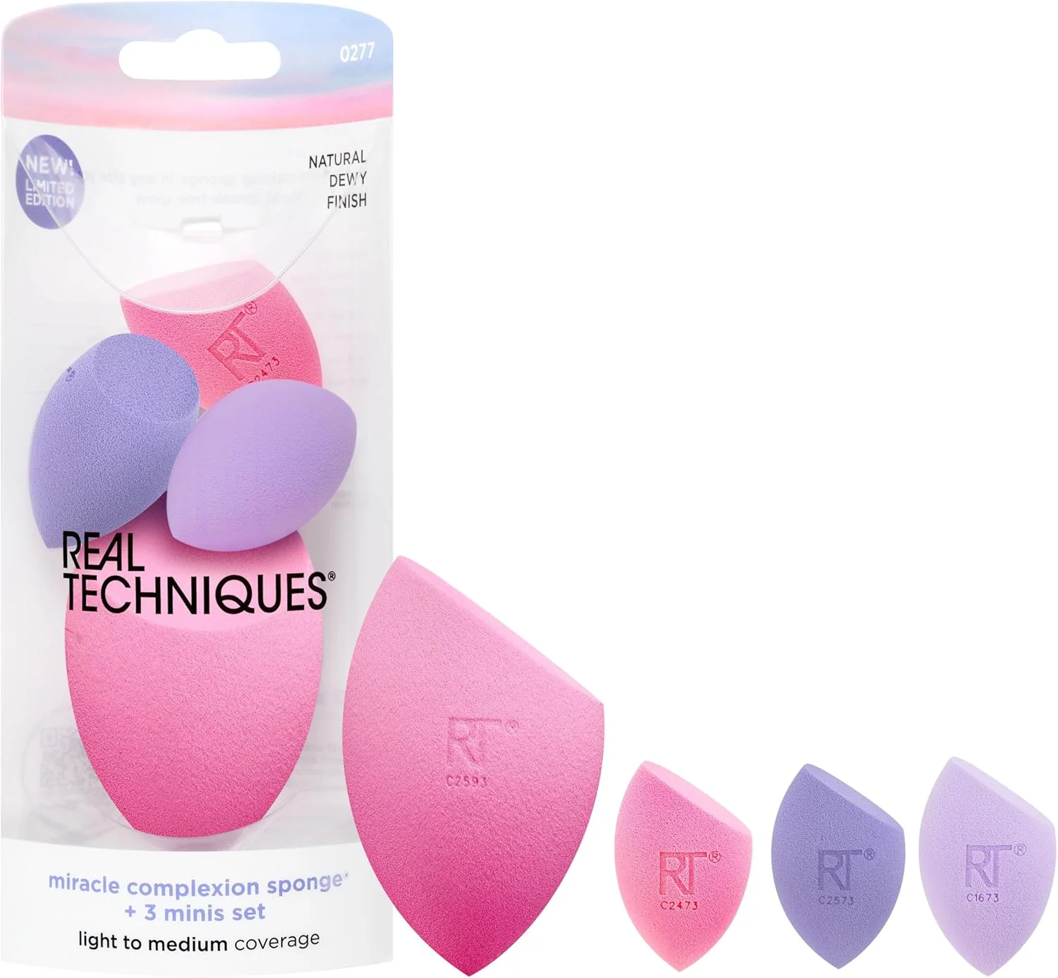 Real Techniques Sunrise To Sunset Miracle Complexion Sponge + 3 Minis Kit, 4 Piece Set