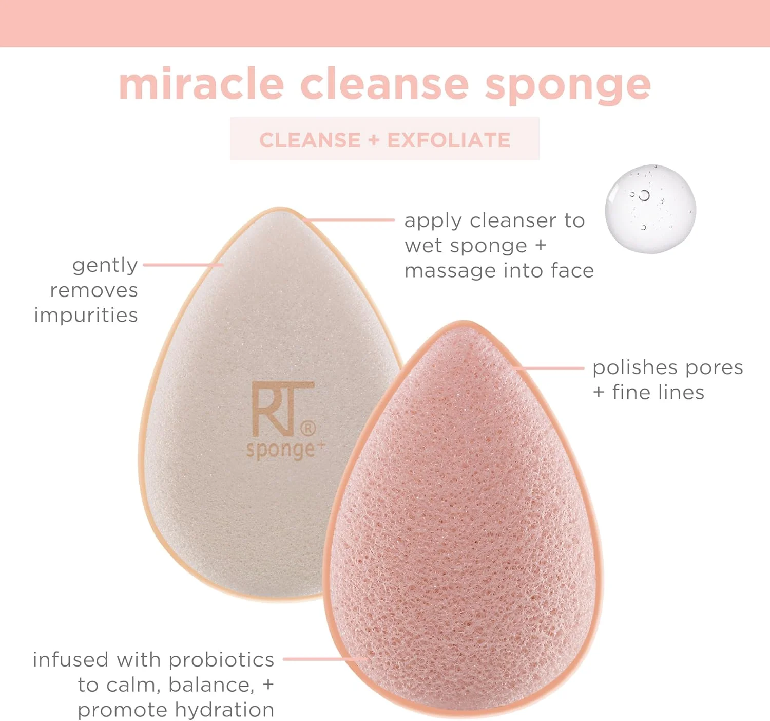 اسفنج پاک کننده صورت Real Techniques Sponge+، ابزار پاک کننده صورت، حاوی پروبیوتیک، لایه بردار و پاک کننده منافذ، اسفنج Miracle Complexion اسفنج پاک کننده صورت Real Techniques Sponge+، ابزار پاک کننده صورت، حاوی پروبیوتیک، لایه بردار و پاک کننده منافذ، اسفنج Miracle Complexion