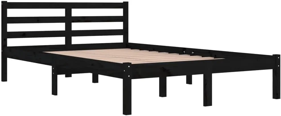 تختخواب یک نفره چوبی vidaXL، چوب کاج جامد، 120x200 سانتی متر، سایز کوچک، مشکی تختخواب یک نفره چوبی vidaXL، چوب کاج جامد، 120x200 سانتی متر، سایز کوچک، مشکی