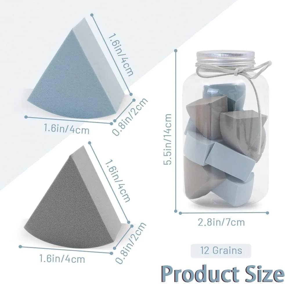 SYOSI 12pcs Triangle Makeup Blending Sponges, , Latex Free Wet and Dry Use Cosmetic Sponges for Foundation and Powder with Storage Bottle SYOSI 12pcs Triangle Makeup Blending Sponges, , Latex Free Wet and Dry Use Cosmetic Sponges for Foundation and Powder with Storage Bottle