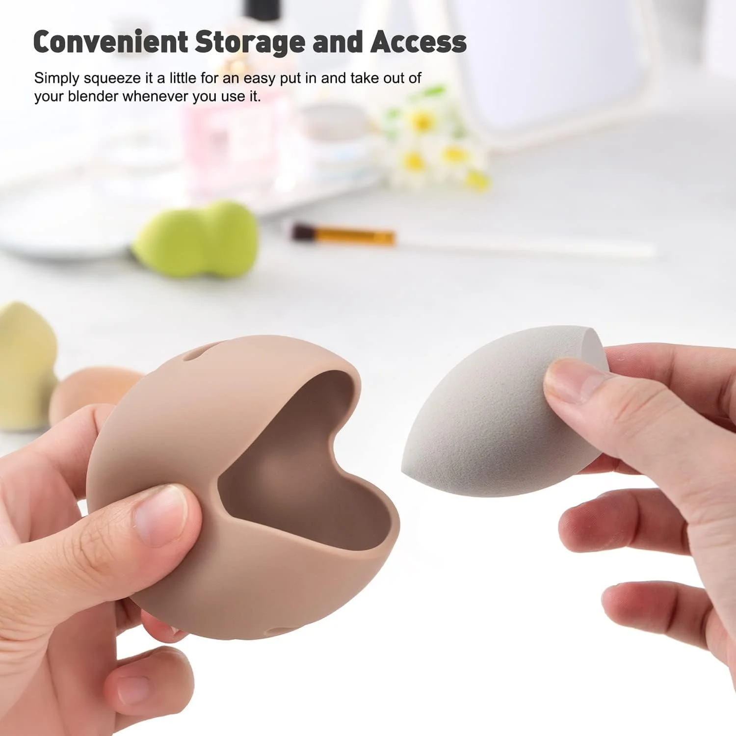 SZYYQ 2 Pack Makeup Sponge Holder, Breathable Silicone Beauty Sponge Case, for Travel, Cute Make Up Blender Container - Khaki+Black SZYYQ 2 Pack Makeup Sponge Holder, Breathable Silicone Beauty Sponge Case, for Travel, Cute Make Up Blender Container - Khaki+Black