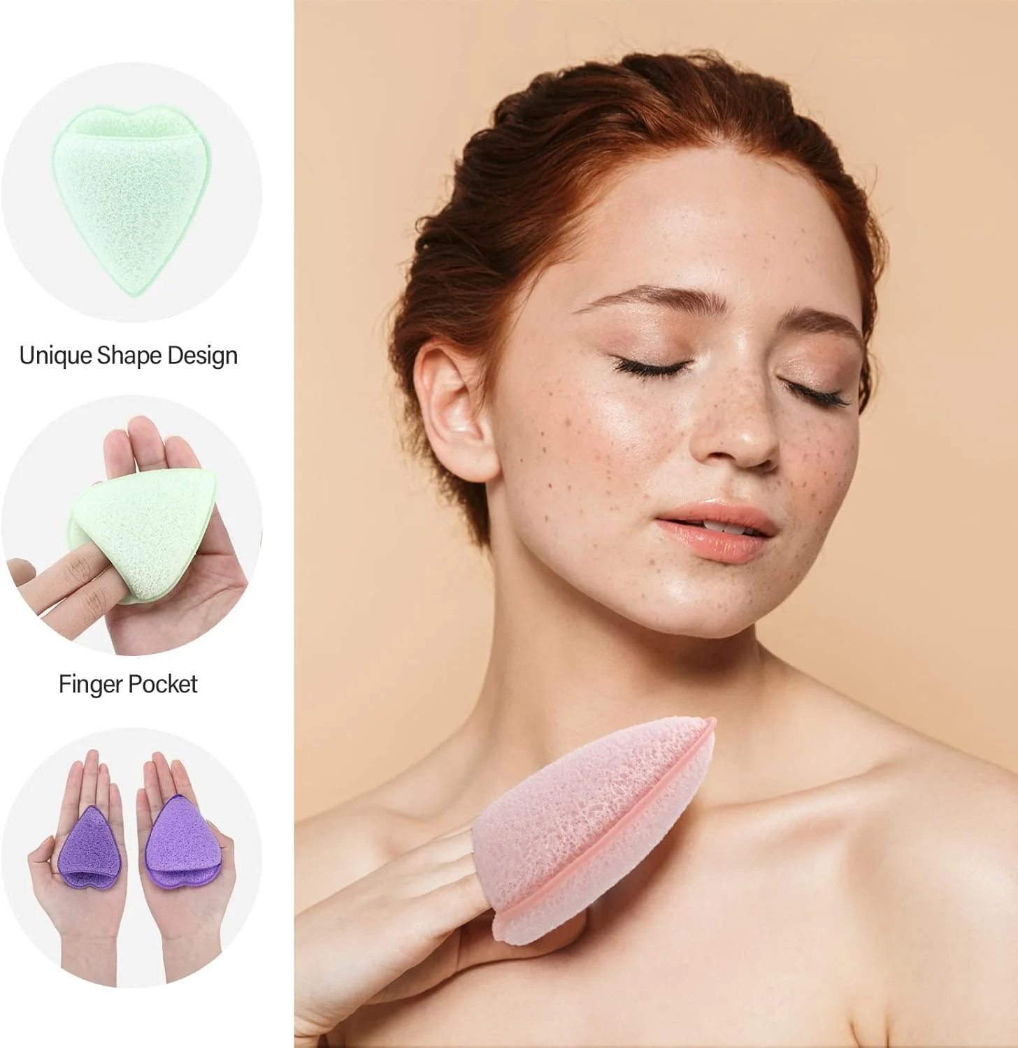 پد اسفنجی فشرده پاک کننده صورت طرح قلب SYOSI، 20 عدد - قابل استفاده مجدد برای شستشوی صورت، از بین بردن جوش های سرسیاه، پاکسازی - رنگ های متنوع