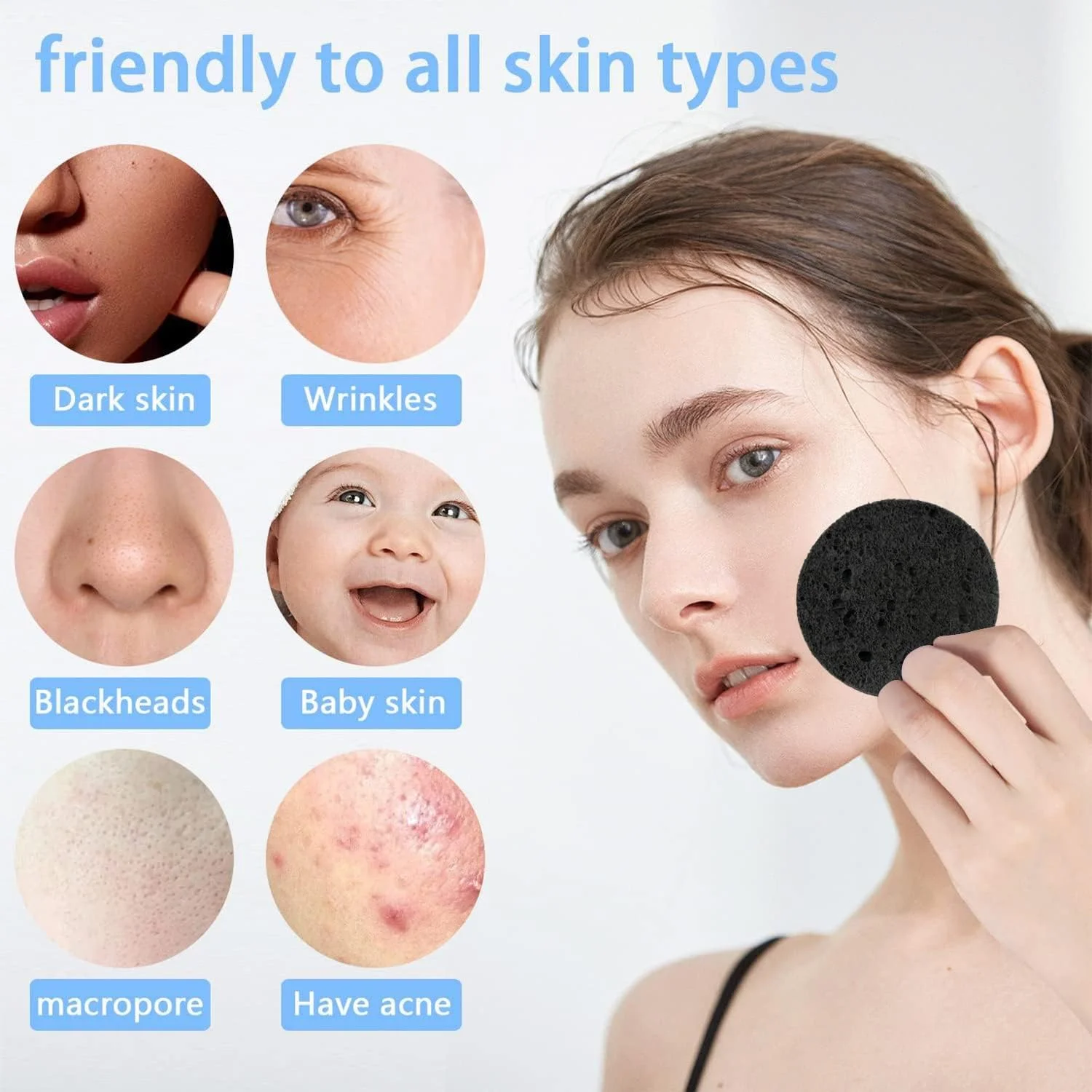 اسفنج های صورت Spunspon بسته 50 عددی، اسفنج سلولزی طبیعی فشرده، اسفنج صورت گرد برای پاکسازی، لایه برداری و پاک کردن آرایش، مشکی اسفنج های صورت Spunspon بسته 50 عددی، اسفنج سلولزی طبیعی فشرده، اسفنج صورت گرد برای پاکسازی، لایه برداری و پاک کردن آرایش، مشکی