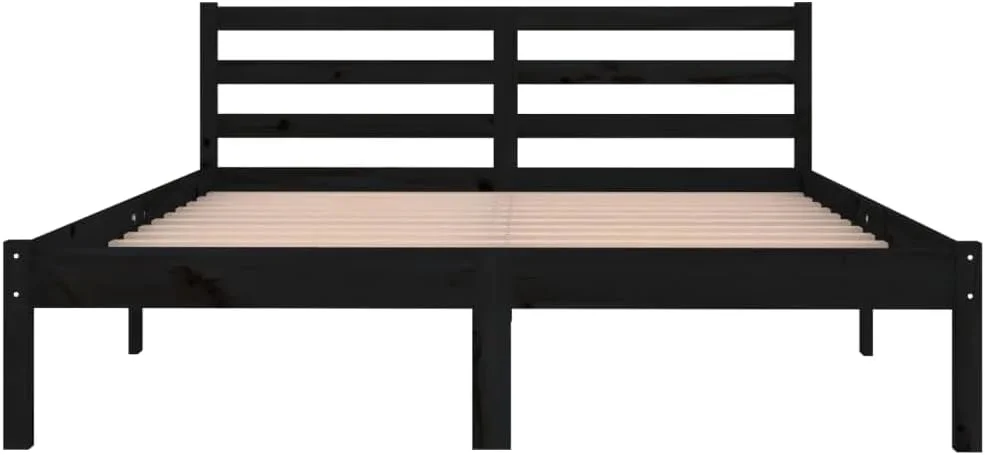تختخواب یک نفره چوبی vidaXL، چوب کاج جامد، 140x200 سانتی متر، دو نفره، مشکی تختخواب یک نفره چوبی vidaXL، چوب کاج جامد، 140x200 سانتی متر، دو نفره، مشکی
