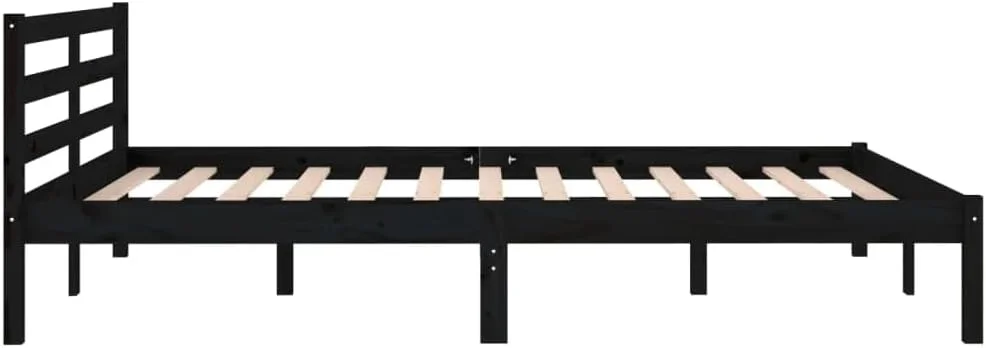 تختخواب یک نفره چوبی vidaXL، چوب کاج جامد، 140x200 سانتی متر، دو نفره، مشکی تختخواب یک نفره چوبی vidaXL، چوب کاج جامد، 140x200 سانتی متر، دو نفره، مشکی