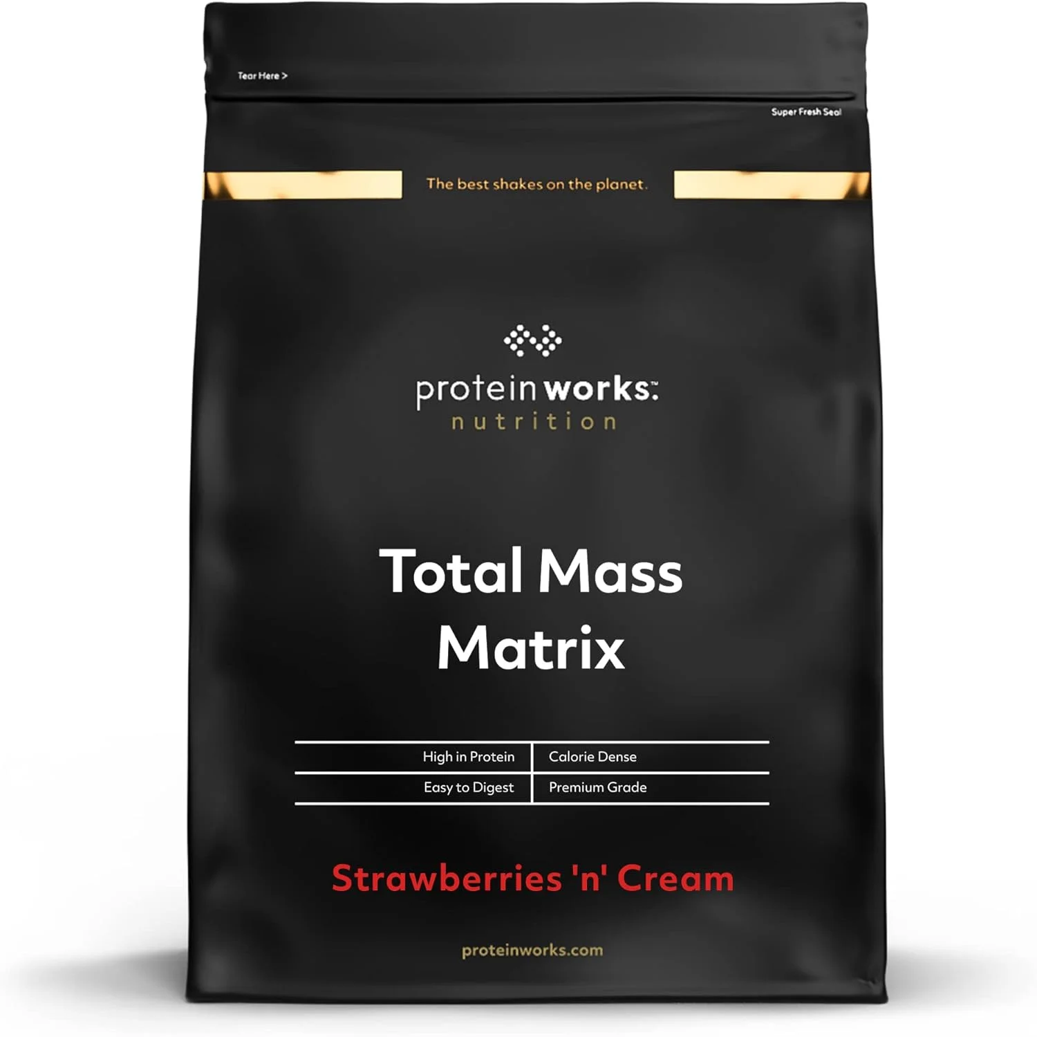 THE PROTEIN WORKS - توتال مس ماتریکس | پودر پر کالری | شیک عضله ساز | پودر افزایش وزن | 16 سروینگ | توت فرنگی و خامه | 2 کیلوگرم