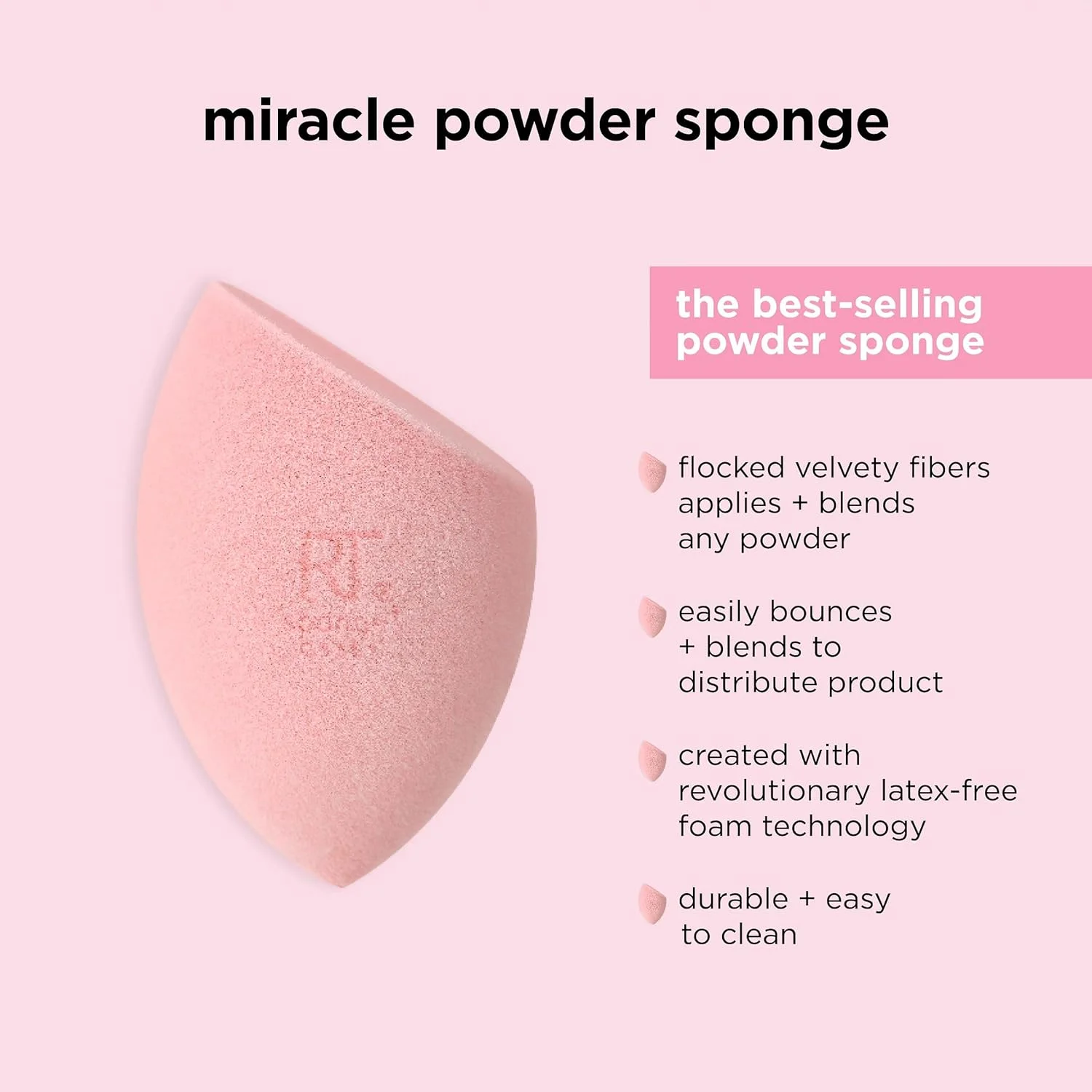 ست دوتایی اسفنج آرایشی مات کننده Real Techniques Miracle، برای پوشش متوسط تا کامل با ظاهری مات و بی نقص، مناسب برای پخش کردن کرم پودر و پودر آرایشی، آبی و صورتی، 2 عدد