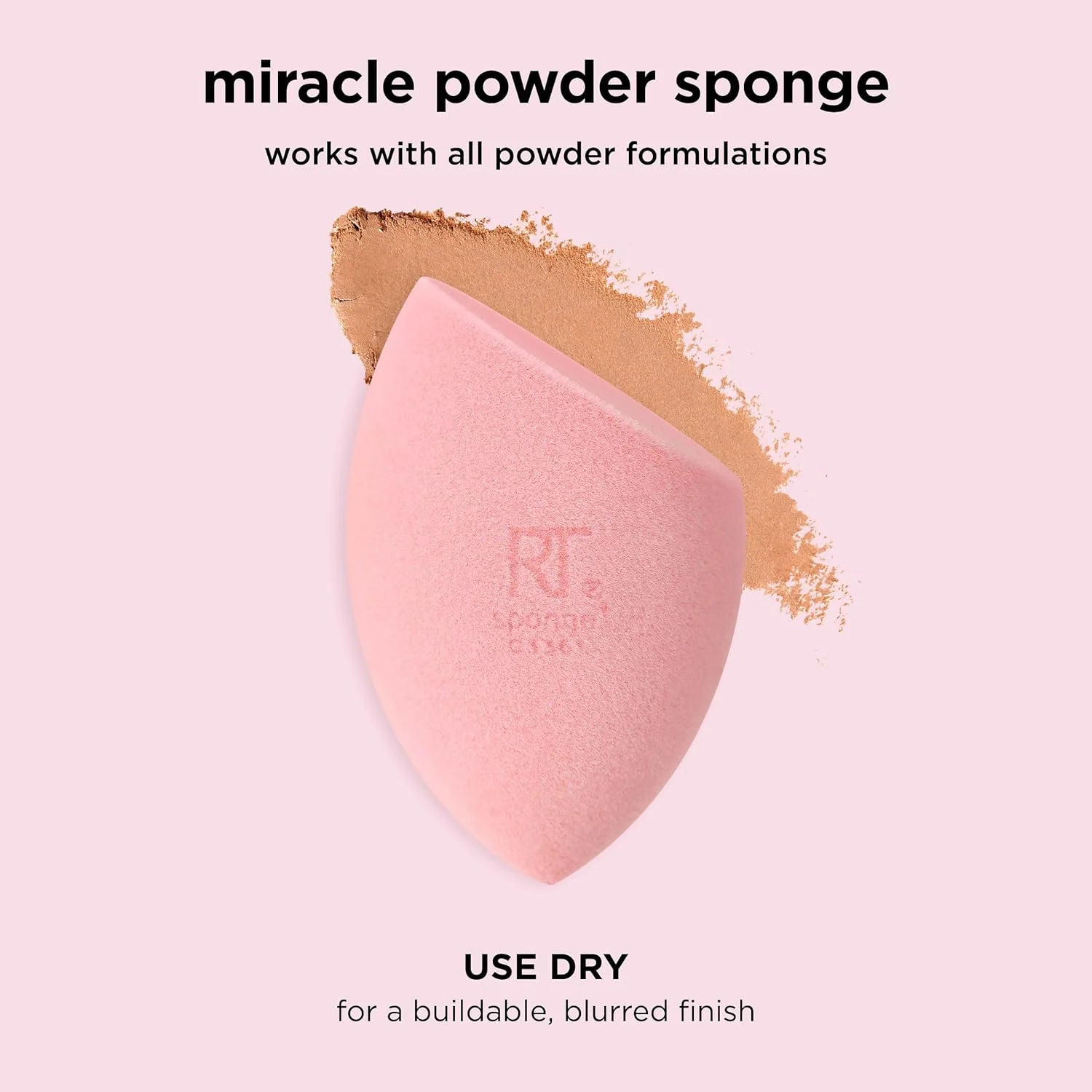 ست دوتایی اسفنج آرایشی مات کننده Real Techniques Miracle، برای پوشش متوسط تا کامل با ظاهری مات و بی نقص، مناسب برای پخش کردن کرم پودر و پودر آرایشی، آبی و صورتی، 2 عدد