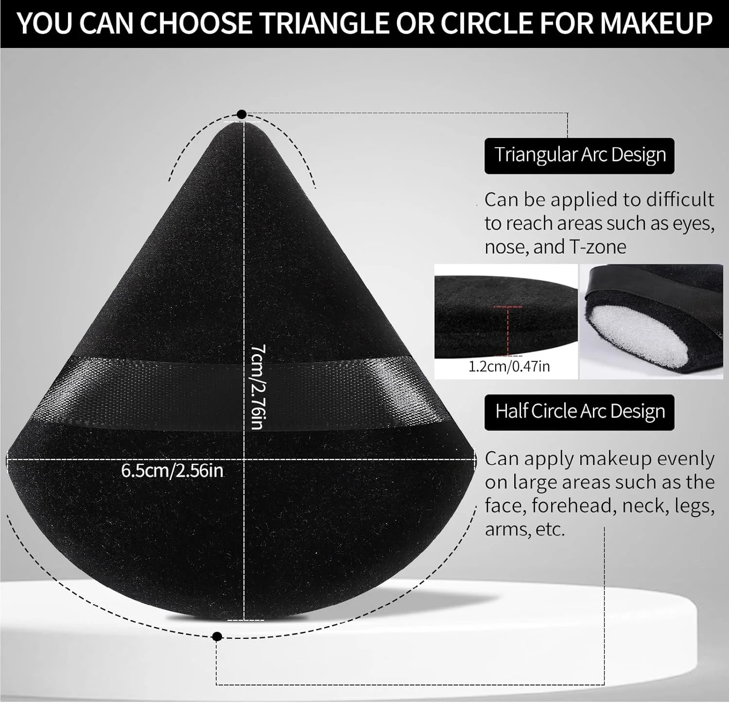 پدهای آرایشی پیمویس، 6 عدد پد پودری نرم مثلثی، اسفنج آرایشی مخملی مناسب پودر فیکس، هدیه ای مناسب برای خانم ها (مشکی) پدهای آرایشی پیمویس، 6 عدد پد پودری نرم مثلثی، اسفنج آرایشی مخملی مناسب پودر فیکس، هدیه ای مناسب برای خانم ها (مشکی)