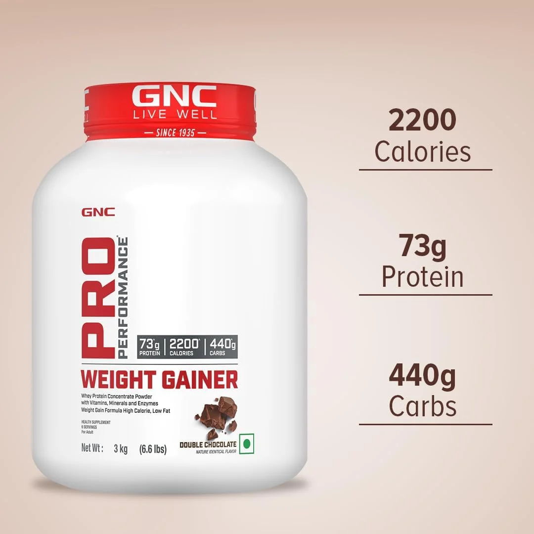 GNC Pro Performance افزایش دهنده وزن | 3 کیلوگرم | 73 گرم پروتئین و 2200 کالری برای رشد عضلات | 400 گرم کربوهیدرات برای ریکاوری بعد از تمرین | کاهش تجزیه عضلات و افزایش استقامت | دبل شکلات GNC Pro Performance افزایش دهنده وزن | 3 کیلوگرم | 73 گرم پروتئین و 2200 کالری برای رشد عضلات | 400 گرم کربوهیدرات برای ریکاوری بعد از تمرین | کاهش تجزیه عضلات و افزایش استقامت | دبل شکلات