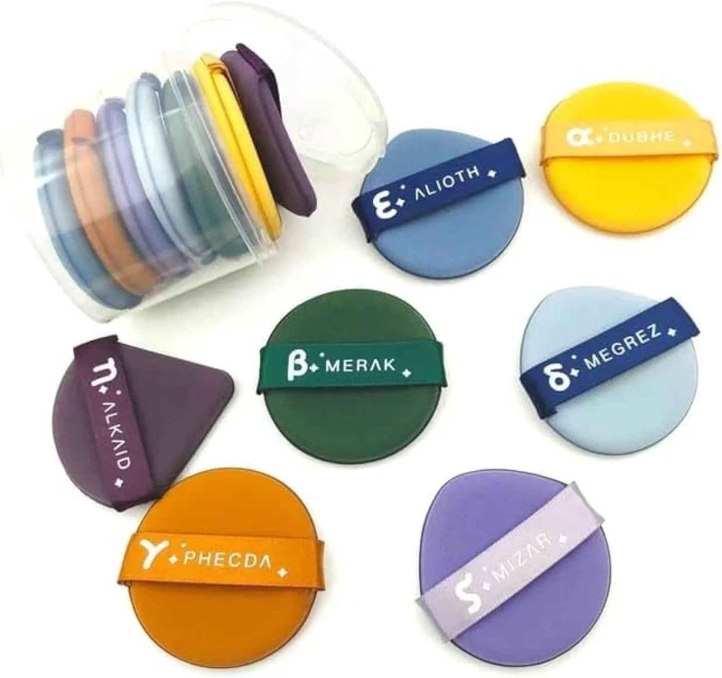 پدهای مثلثی آرایشی 7 عددی، پد اسفنجی نرم برای آرایش صورت، کانتورینگ چشم، پودر بدن معدنی شل، ابزار آرایش فونداسیون آرایشی