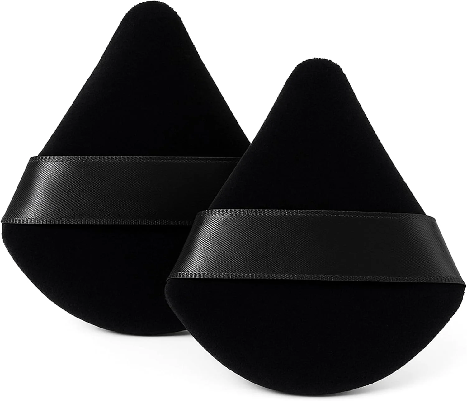 پک 4 عددی پد مثلثی پودر برای آرایش صورت، اسفنج های نرم و قابل استفاده مجدد برای کرم پودر با بند برای استفاده مرطوب و خشک، ایده آل برای پودر فیکس و پودر فشرده (مشکی)