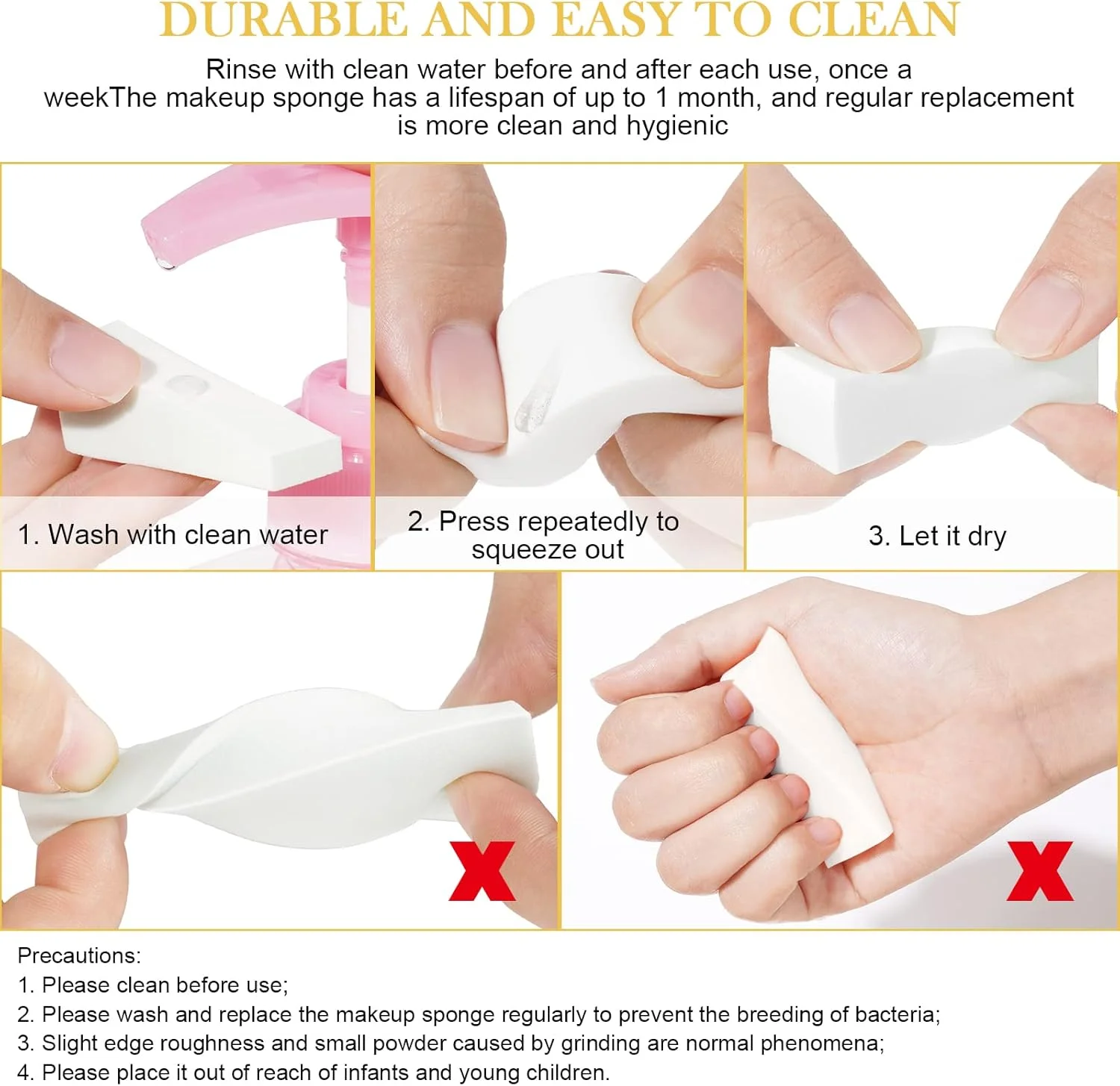 مجموعه 48 عددی اسفنج آرایشی AUAUY، اسفنج های آرایشی بدون لاتکس، اسفنج کوچک و قابل استفاده مجدد برای آرایش، مناسب برای کرم پودر مایع، پودر، ضد آفتاب و کرم (سفید)