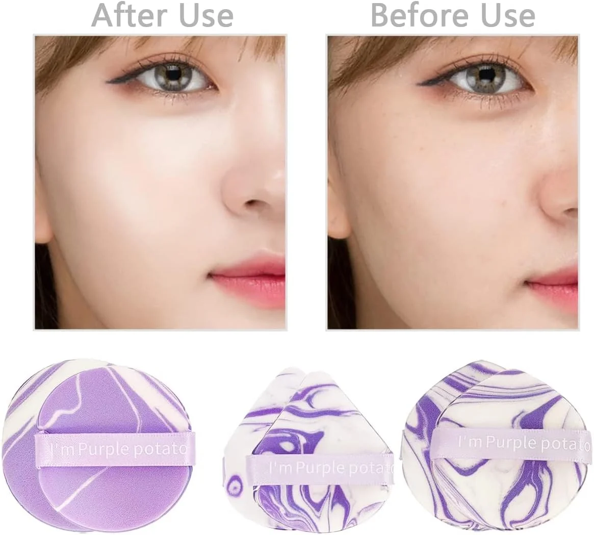 پد آرایشی پودری بنفش 30 عددی، اسفنج نرم مخلوط کن آرایشی برای صورت، کرم پودر و لوازم آرایشی، مدل ها: گرد، اشکی، مثلثی، استفاده مرطوب و خشک، طراحی کوسن هوا دو طرفه، اسفنج های صورت (بنفش)