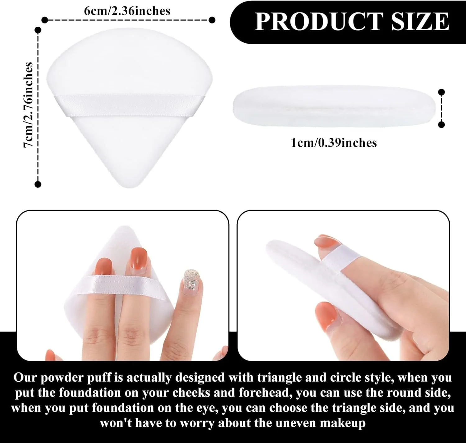 پدهای آرایشی آپوتوئه 12 عددی، پد مثلثی آرایشی صورت با دسته روبانی، پد اسفنجی نرم برای پودر معدنی، ابزار آرایشی مرطوب و خشک برای پودر شل صورت و بدن