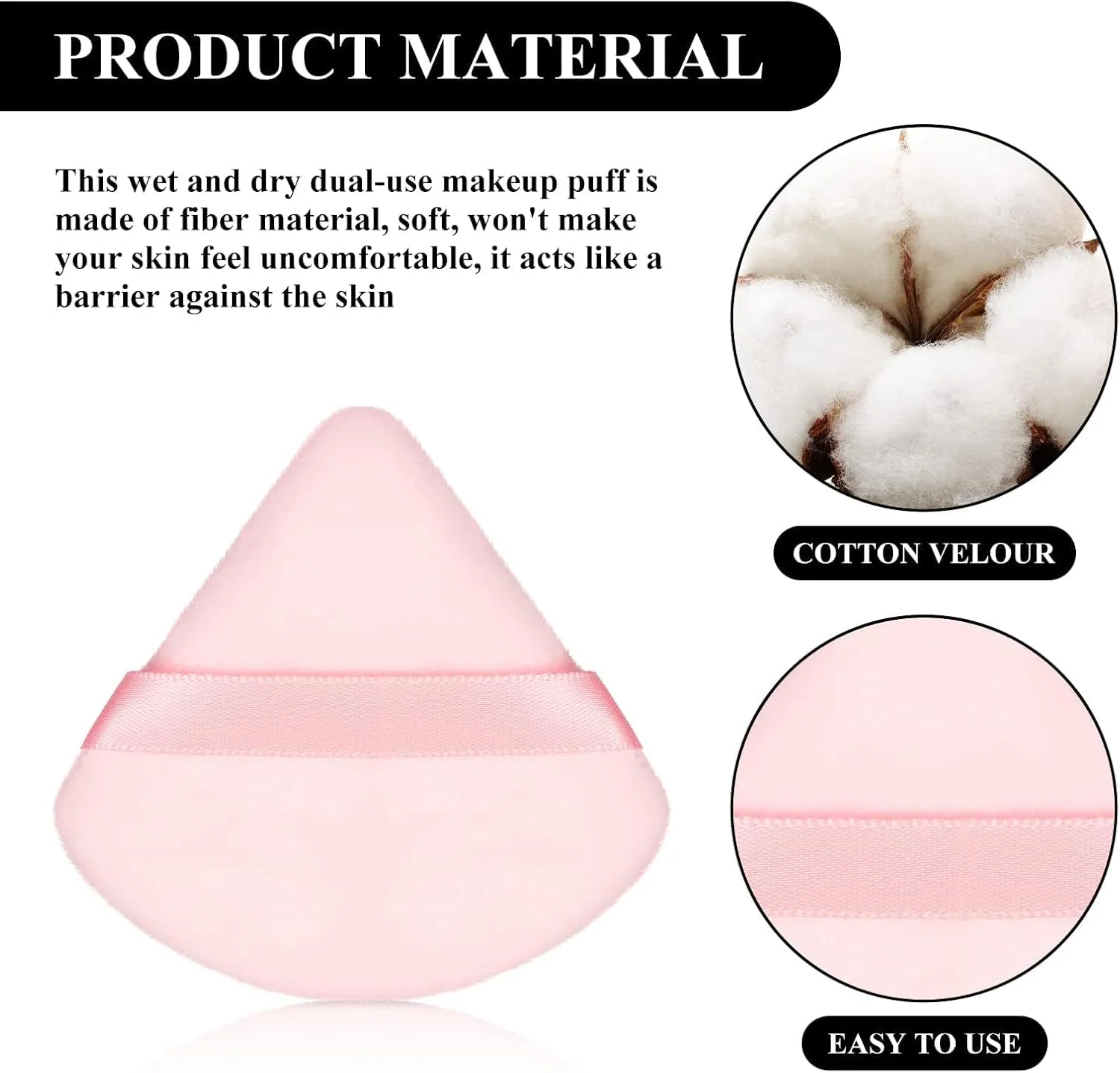 پدهای آرایشی آپوتوئه 12 عددی، پد مثلثی آرایشی صورت با دسته روبانی، پد اسفنجی نرم برای پودر معدنی، ابزار آرایشی مرطوب و خشک برای پودر شل صورت و بدن