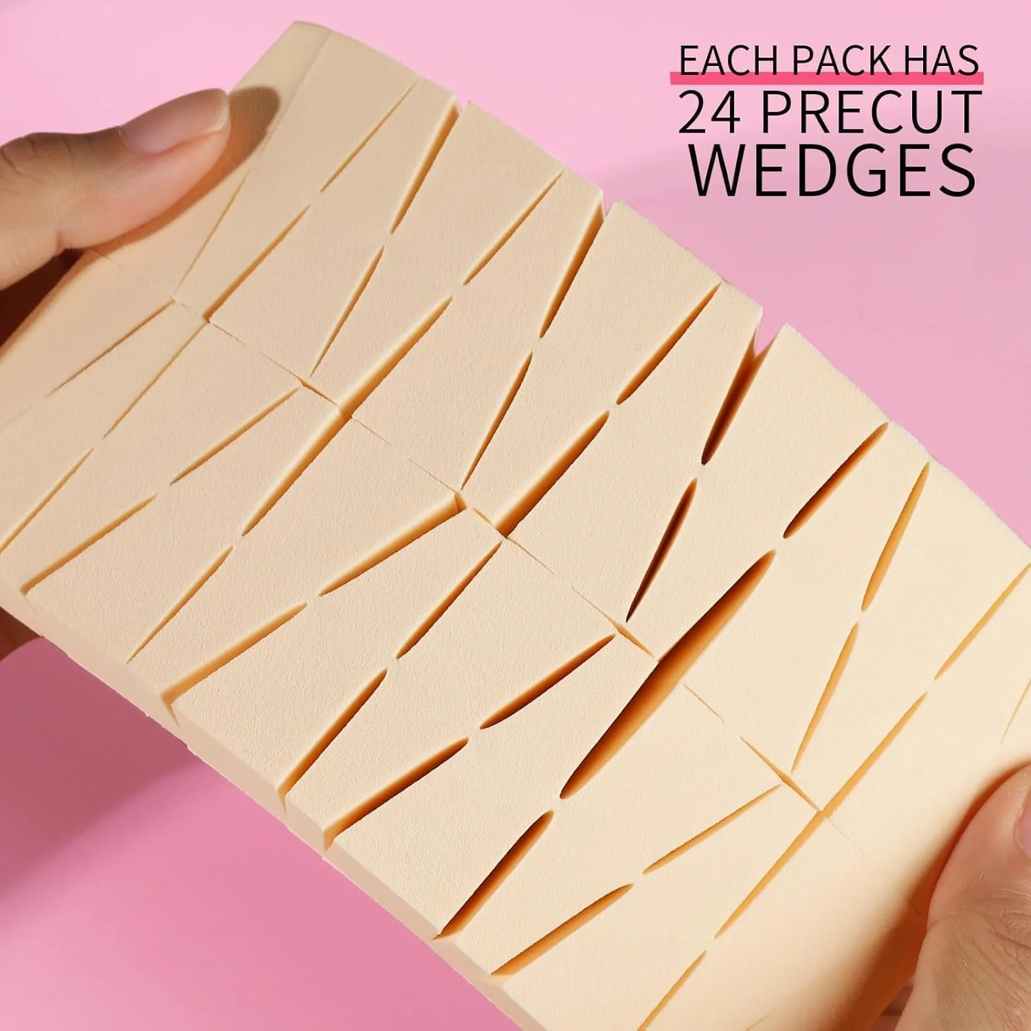 48 عدد اسفنج آرایشی، اسفنج های مثلثی پلی یورتان بدون لاتکس قابل استفاده مجدد برای طراحی ناخن، اسفنج های ترکیبی برای کرم پودر، رژگونه و سایه چشم (صورتی و رنگ پوست)