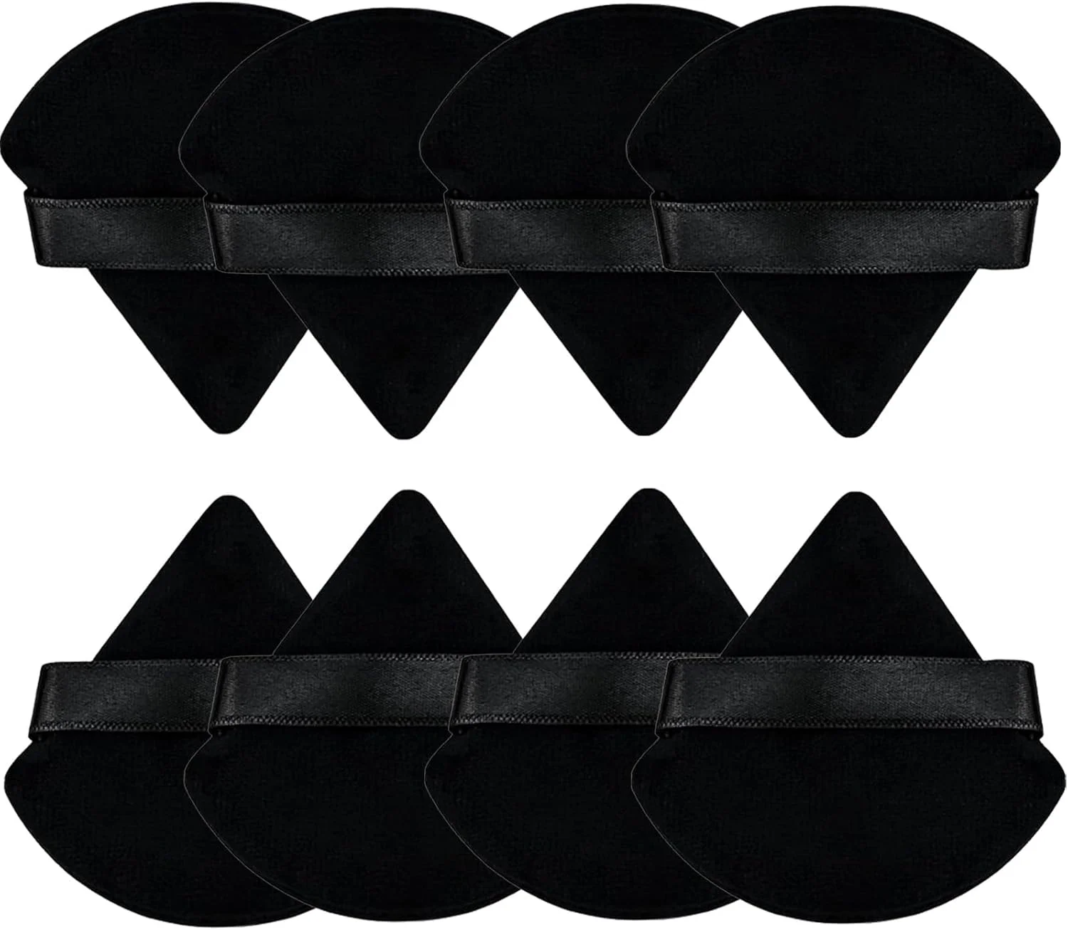 آزمونسی پد مثلثی پودر، 8 عددی، اسفنج های آرایشی مثلثی با کیفیت حرفه ای برای استفاده از پودر صورت، مشکی