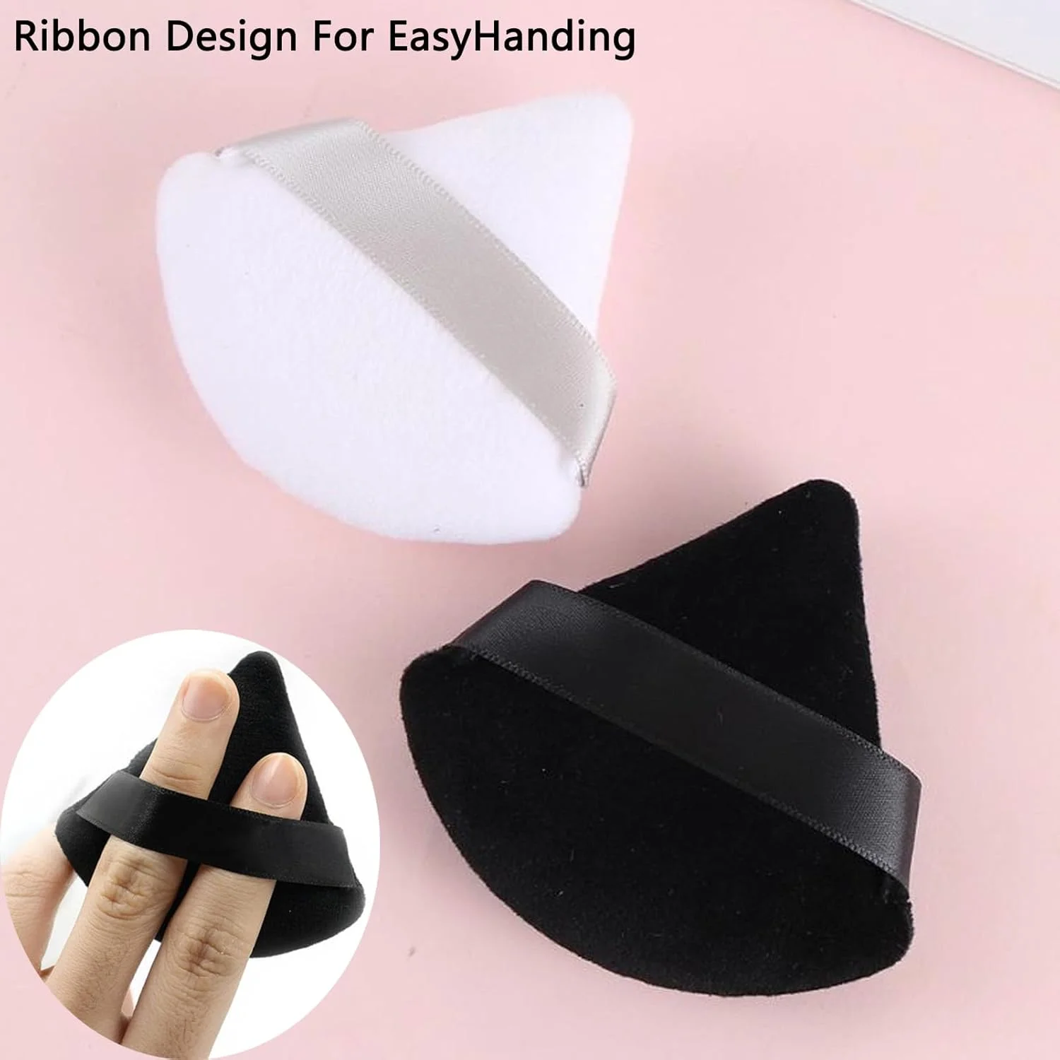 آزمونسی پد مثلثی پودر، 8 عددی، اسفنج های آرایشی مثلثی با کیفیت حرفه ای برای استفاده از پودر صورت، مشکی