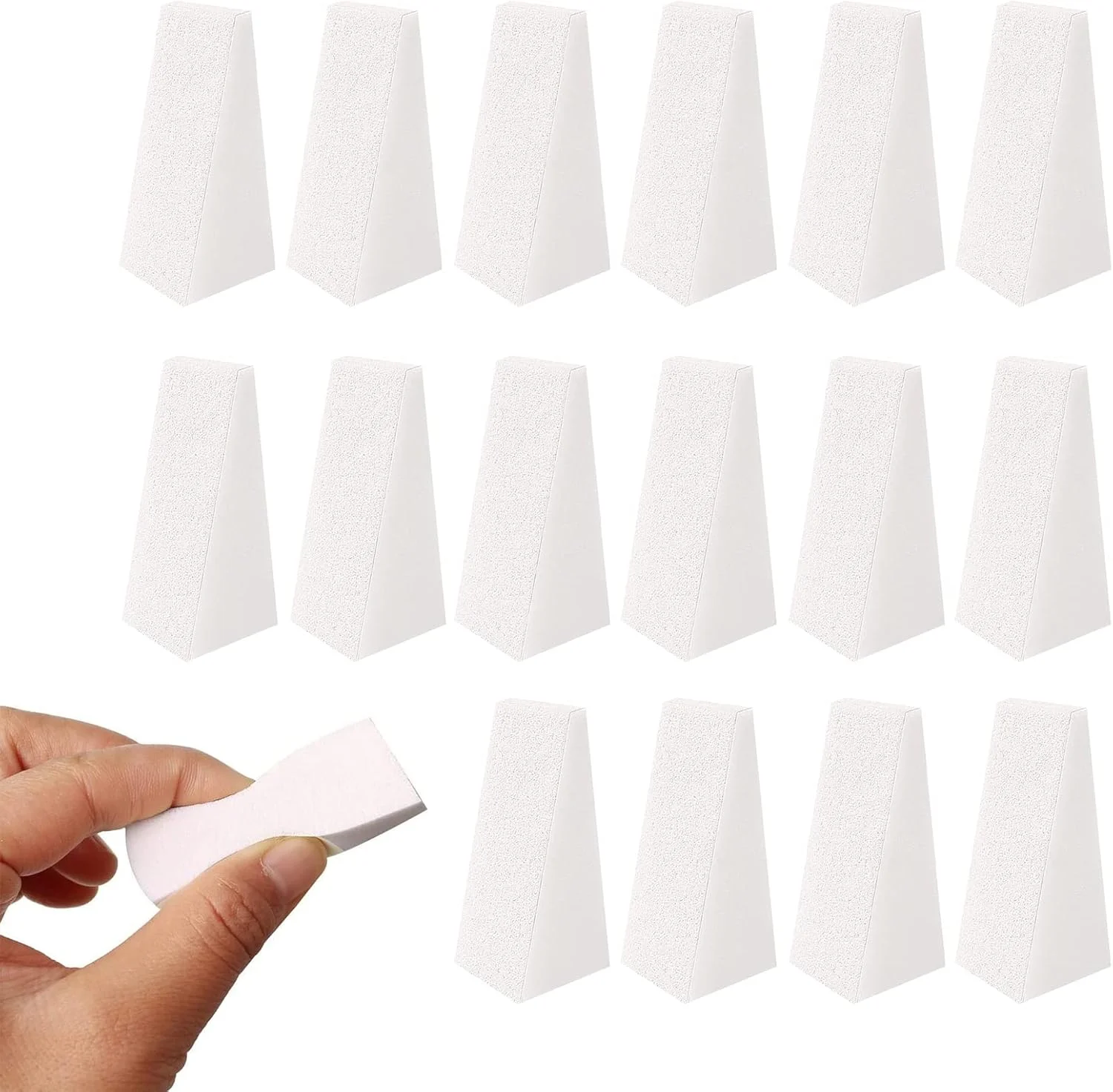 16 عدد اسفنج آرایشی ناخن، پدهای مثلثی شکل، ابزار آرایشی، اسفنج های آرایشی قابل استفاده مجدد، پدهای آرایشی مثلثی شکل برای دختران، زنان، ابزار آرایشی ناخن (سفید)