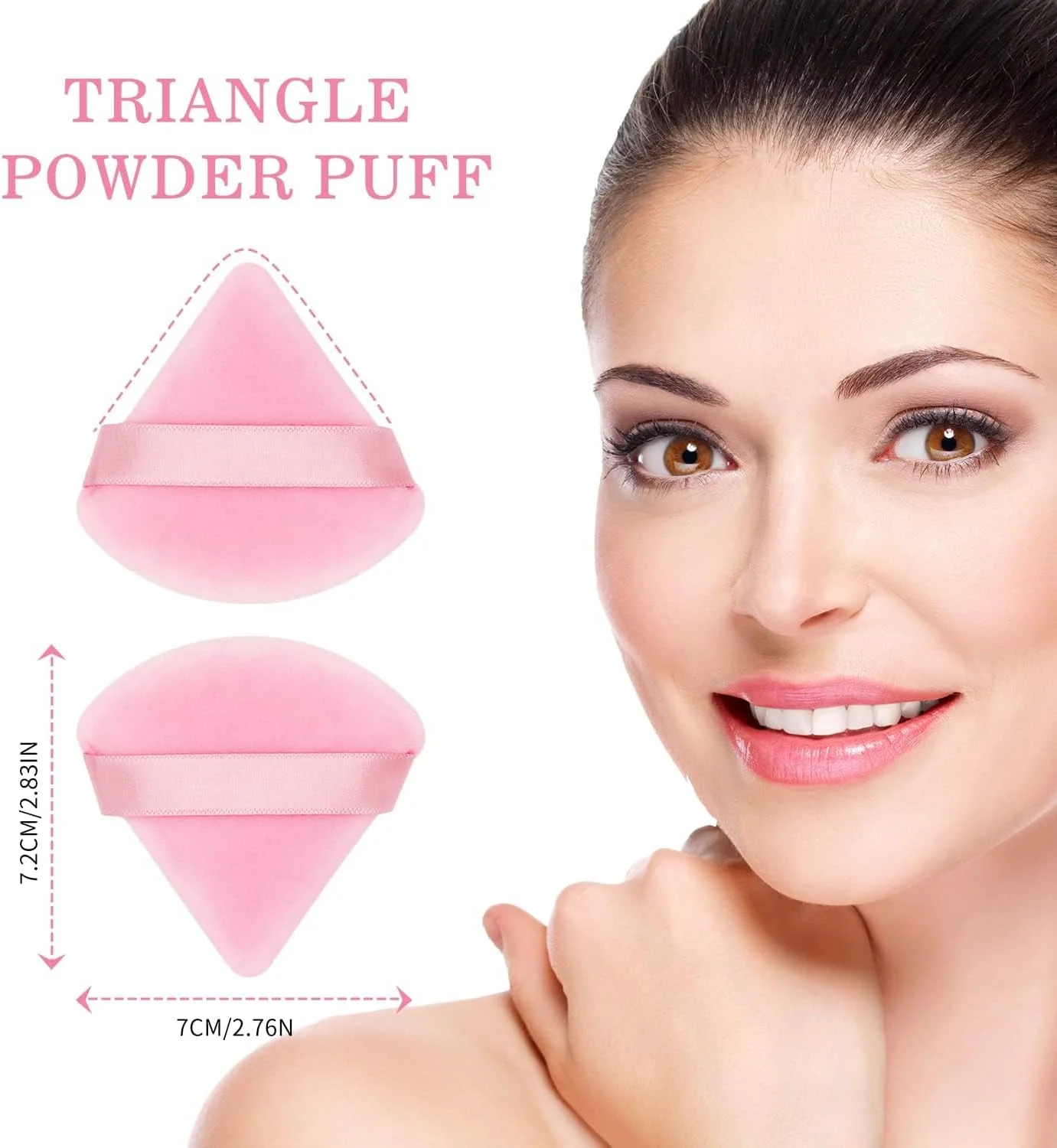 پد پودر مثلثی 2 عددی برای پودر صورت، پد آرایشی مخملی نرم برای پودر فیکس، اسفنج آرایشی پودر معدنی، بلندر فونداسیون با قابلیت استفاده خشک و مرطوب، مناسب برای تثبیت آرایش (صورتی)